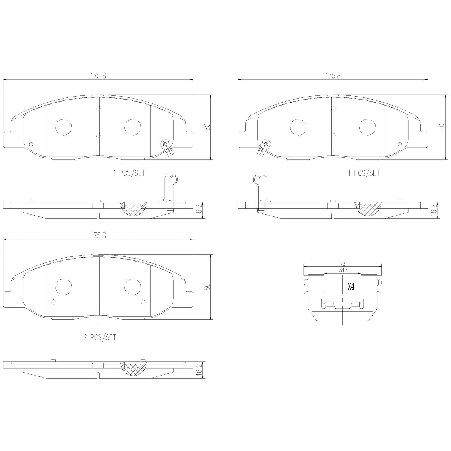 XTRA Ceramic Front Disc Brake Pad Set - P09016NX_01