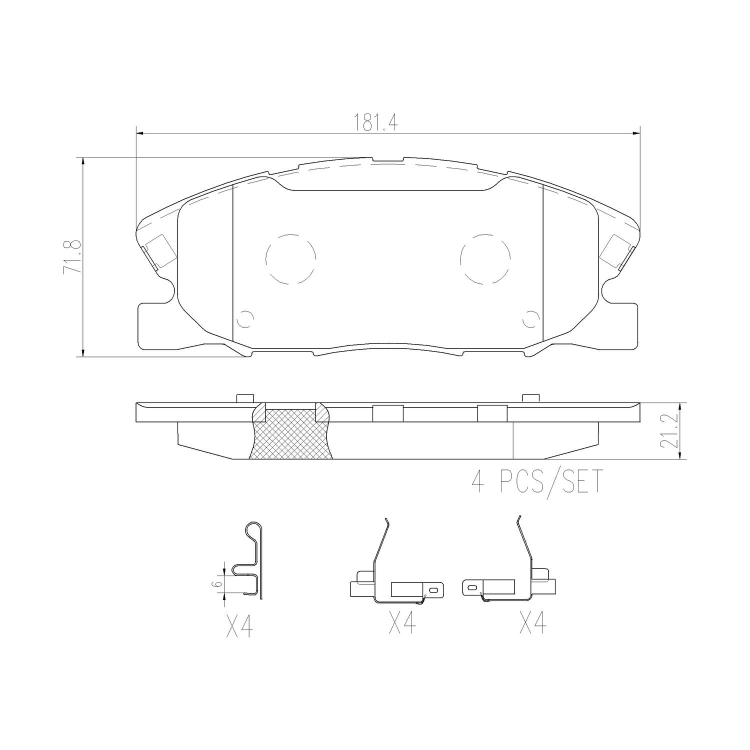 XTRA Ceramic Front Disc Brake Pad Set - P18037NX_01