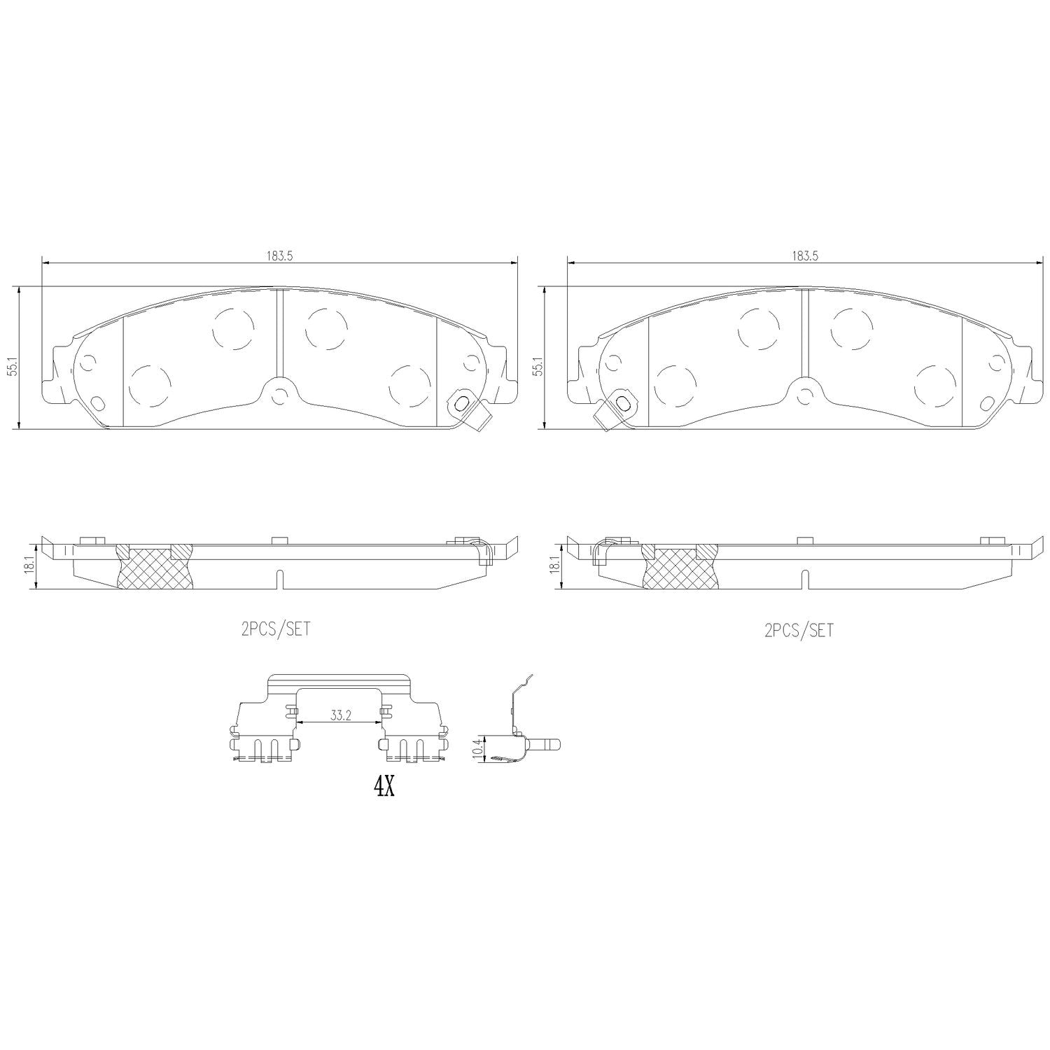 XTRA Ceramic Front Disc Brake Pad Set - P23149NX_01