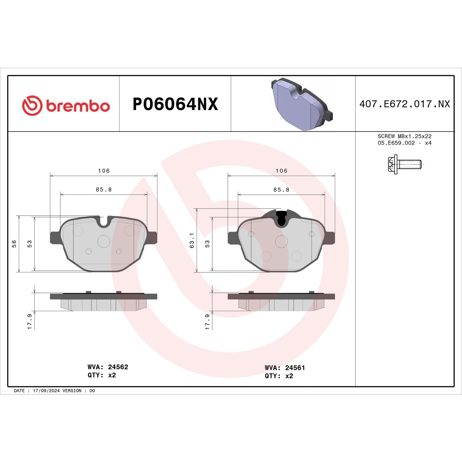 XTRA Ceramic Rear Disc Brake Pad Set - P06064NX_04