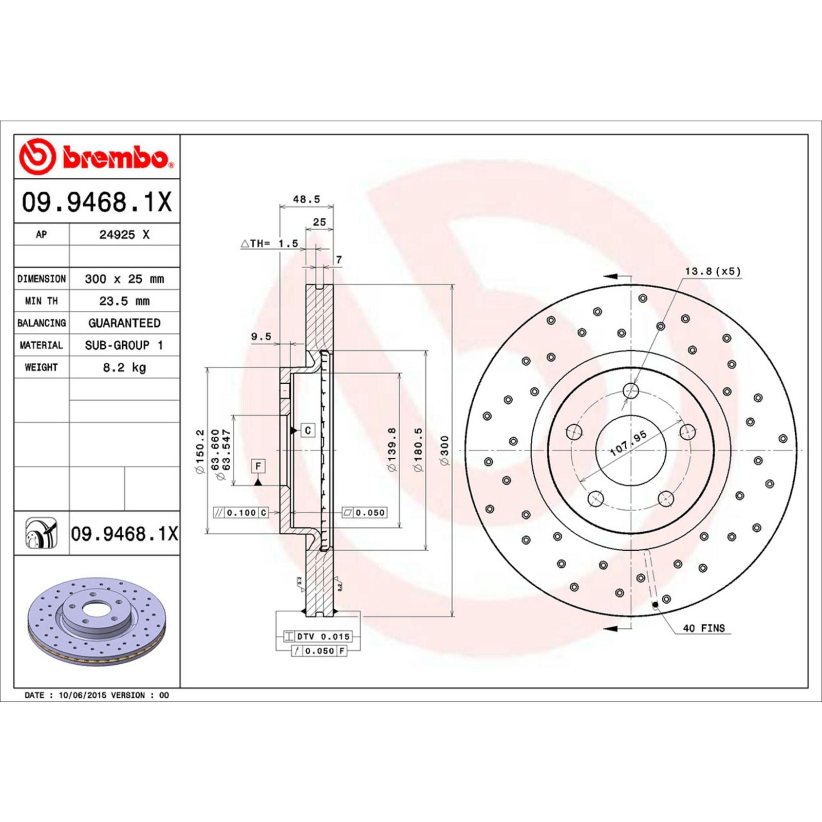 XTRA Drilled Front Disc Brake Rotor - 09.9468.1X_04