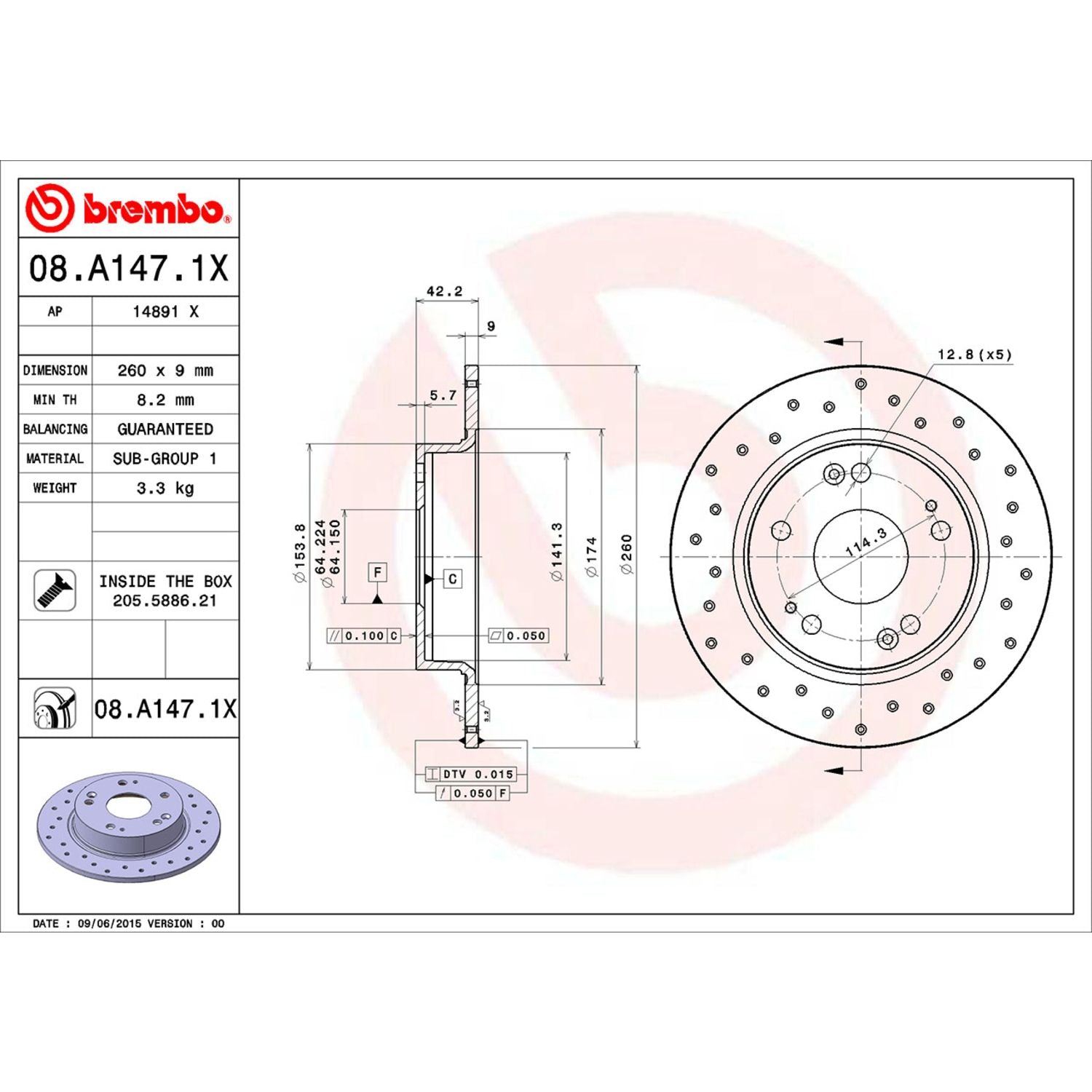 XTRA Drilled Rear Disc Brake Rotor - 08.A147.1X_02