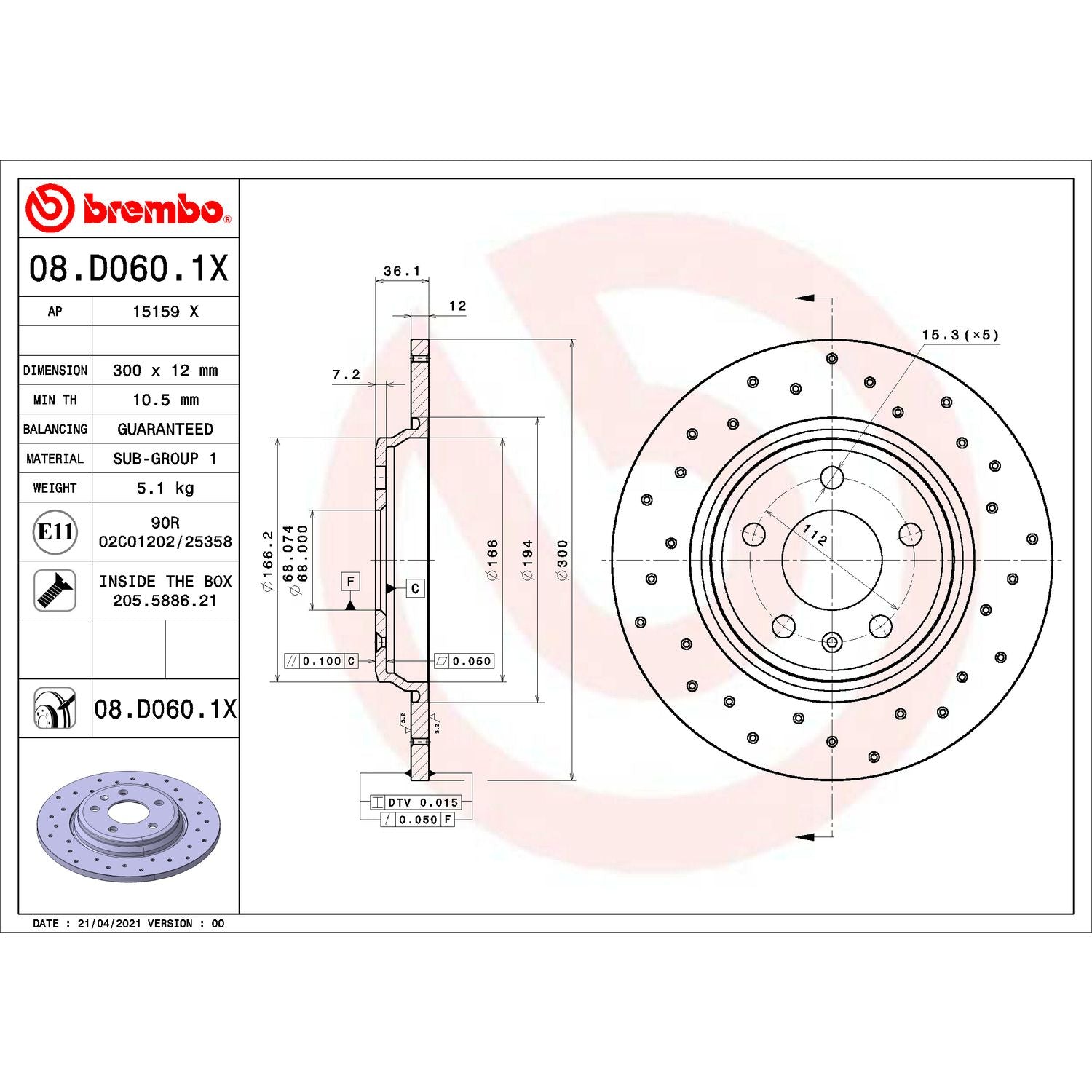 XTRA Drilled Rear Disc Brake Rotor - 08.D060.1X_02