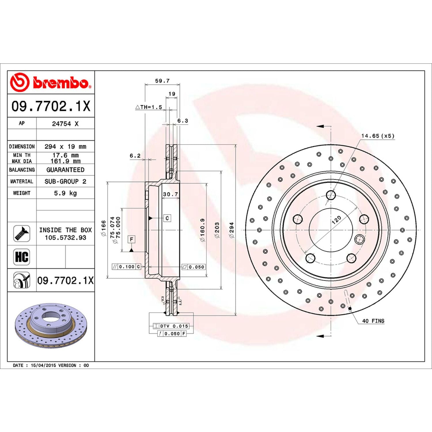 XTRA Drilled Rear Disc Brake Rotor - 09.7702.1X_02