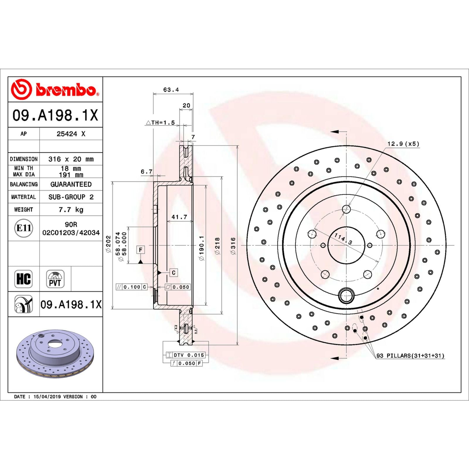 XTRA Drilled Rear Disc Brake Rotor - 09.A198.1X_06