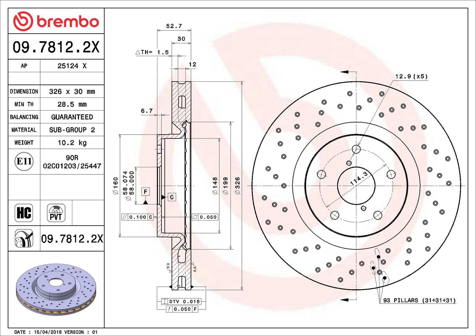 XTRA Front Disc Brake Rotor - 09.7812.2X_06