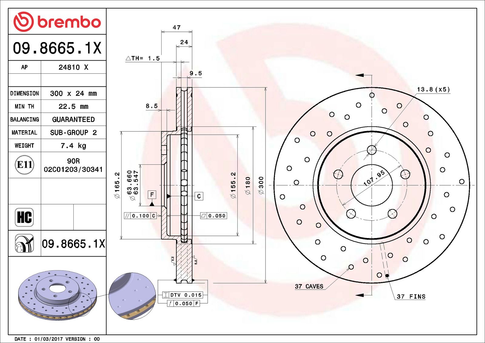 XTRA Front Disc Brake Rotor - 09.8665.1X_02