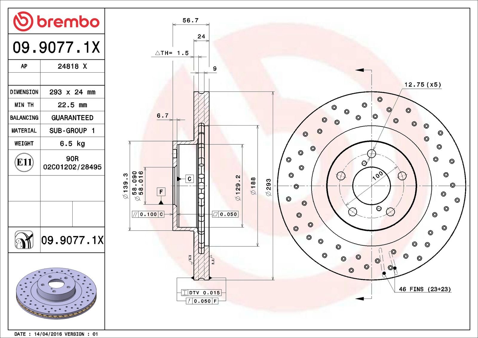 XTRA Front Disc Brake Rotor - 09.9077.1X_06