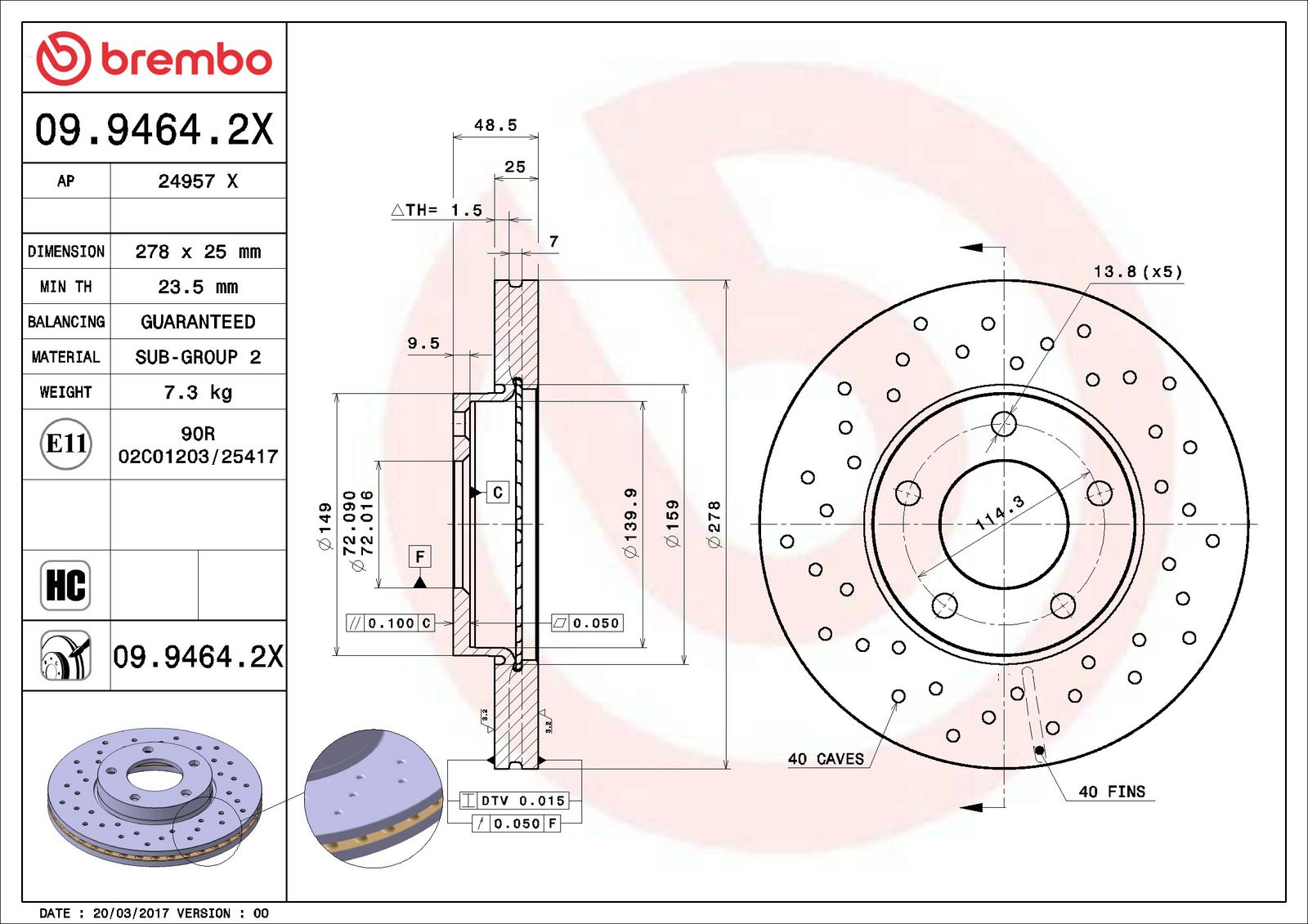XTRA Front Disc Brake Rotor - 09.9464.2X_02