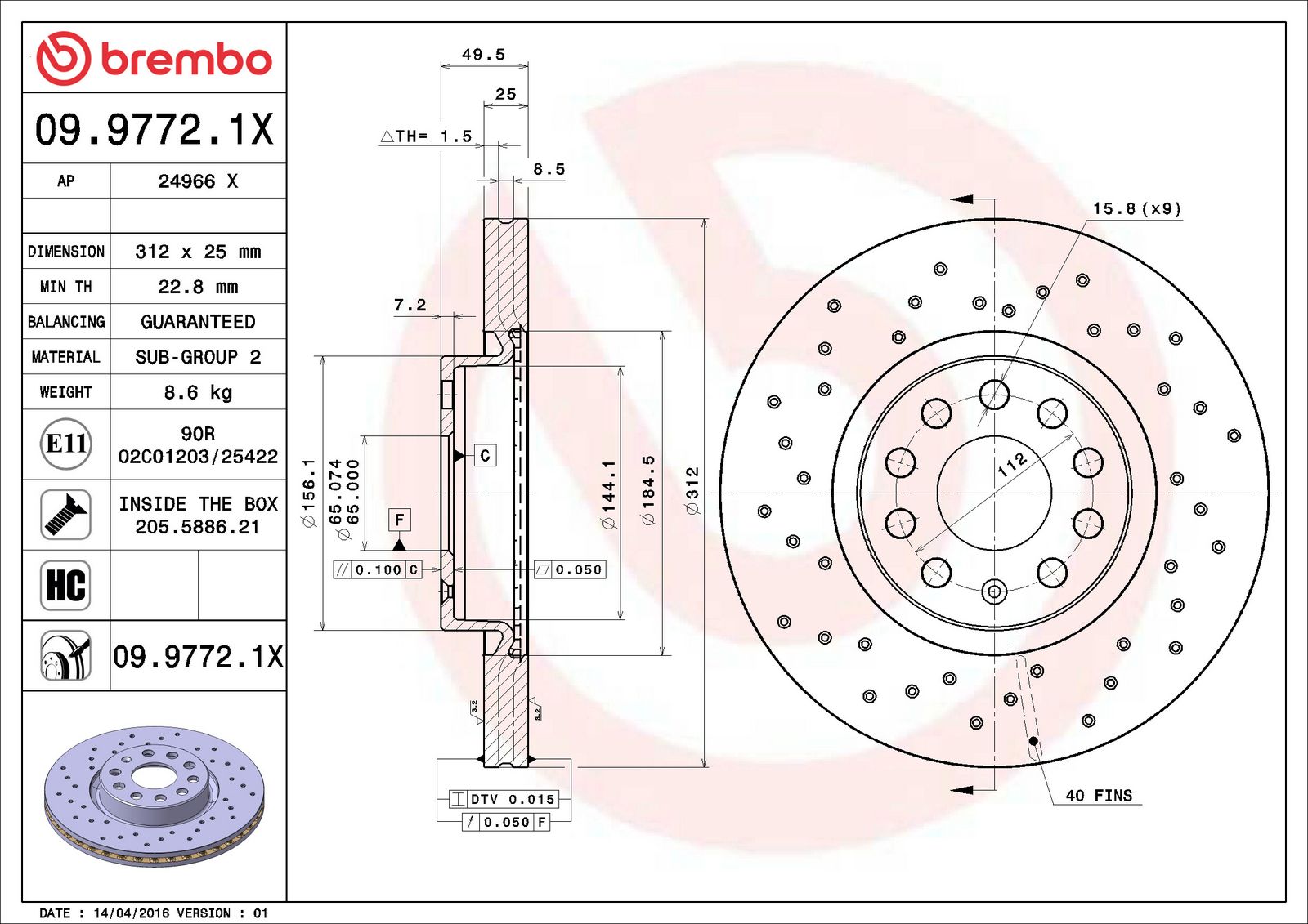 XTRA Front Disc Brake Rotor - 09.9772.1X_07