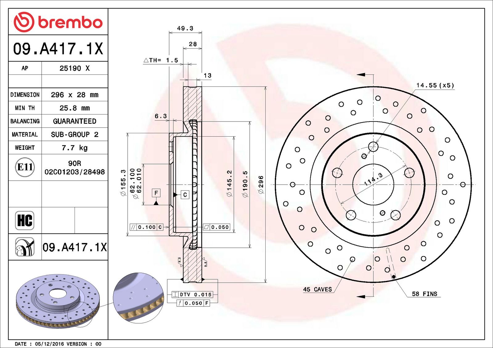XTRA Front Disc Brake Rotor - 09.A417.1X_06