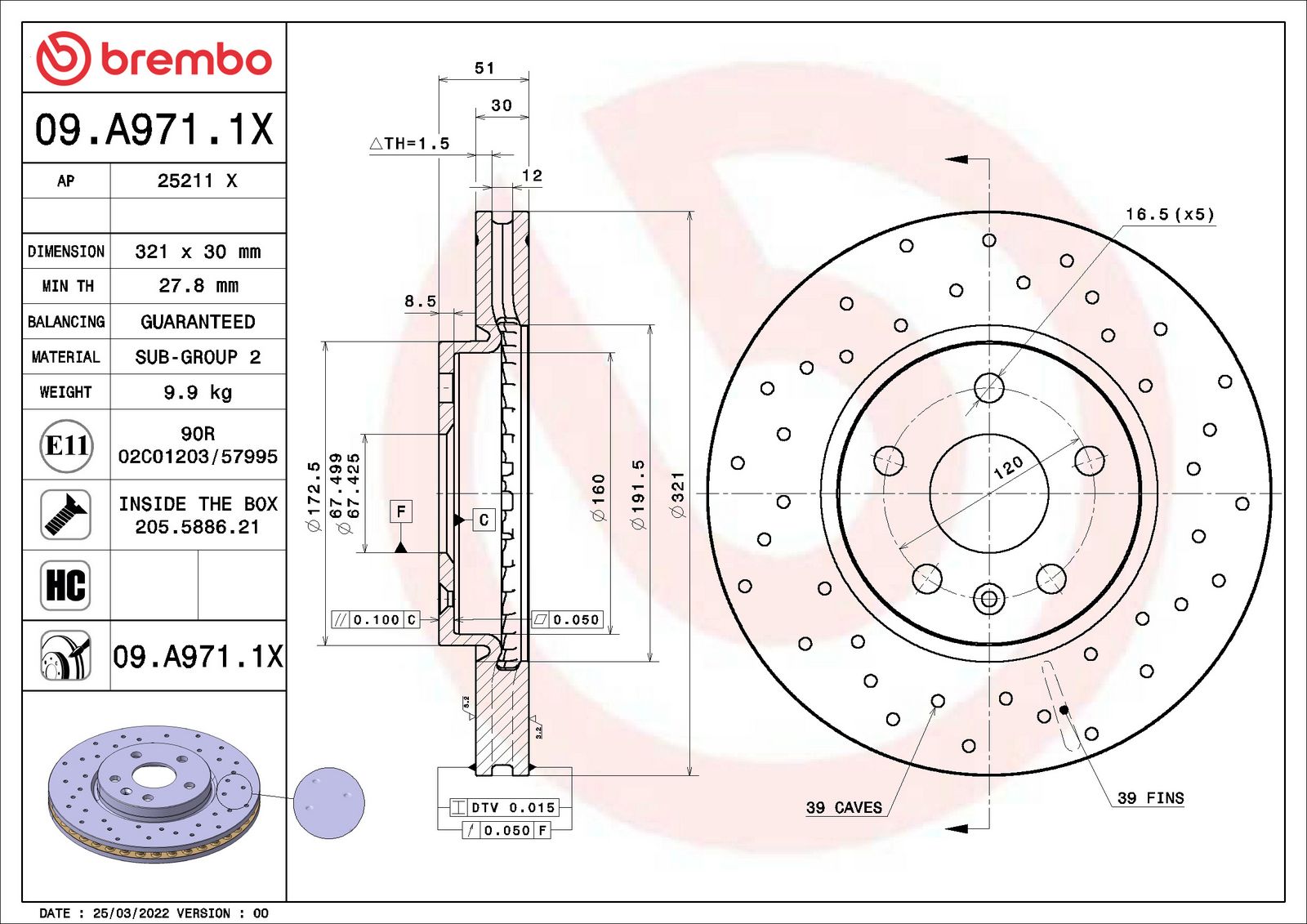 XTRA Front Disc Brake Rotor - 09.A971.1X_02