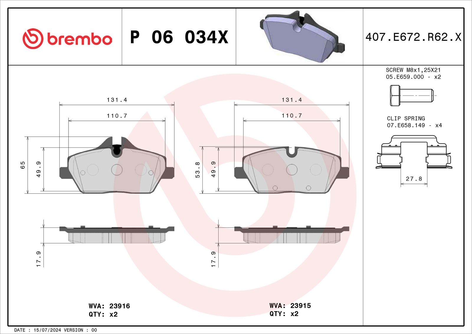 XTRA Low-Met Front Disc Brake Pad Set - P06034X_04