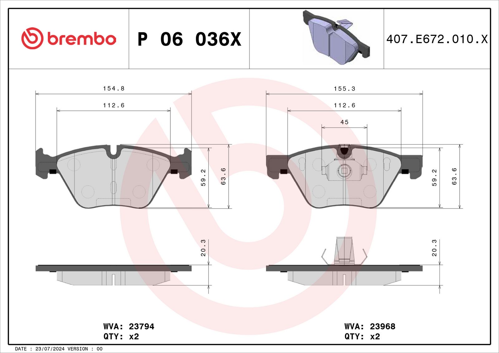 XTRA Low-Met Front Disc Brake Pad Set - P06036X_04