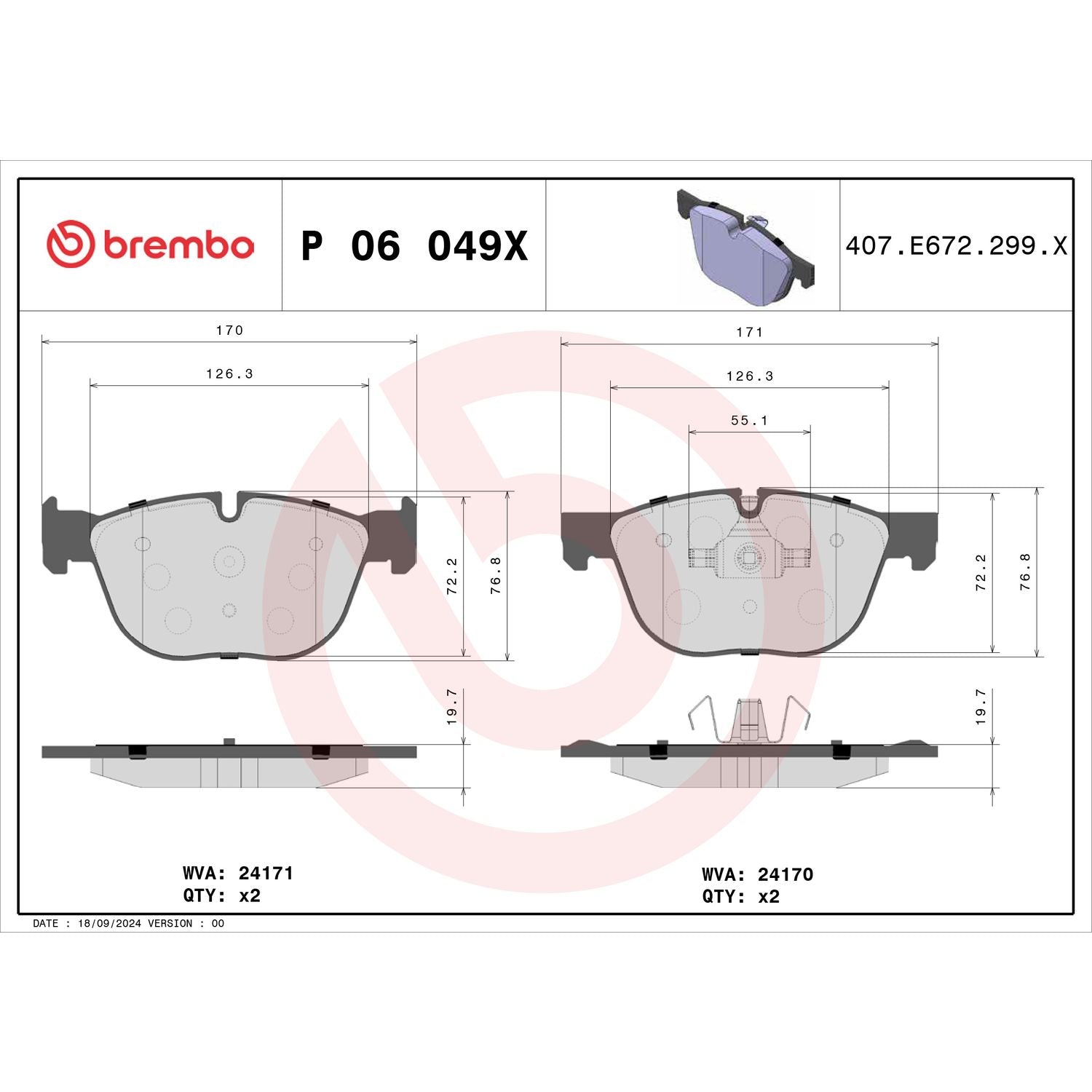 XTRA Low-Met Front Disc Brake Pad Set - P06049X_04