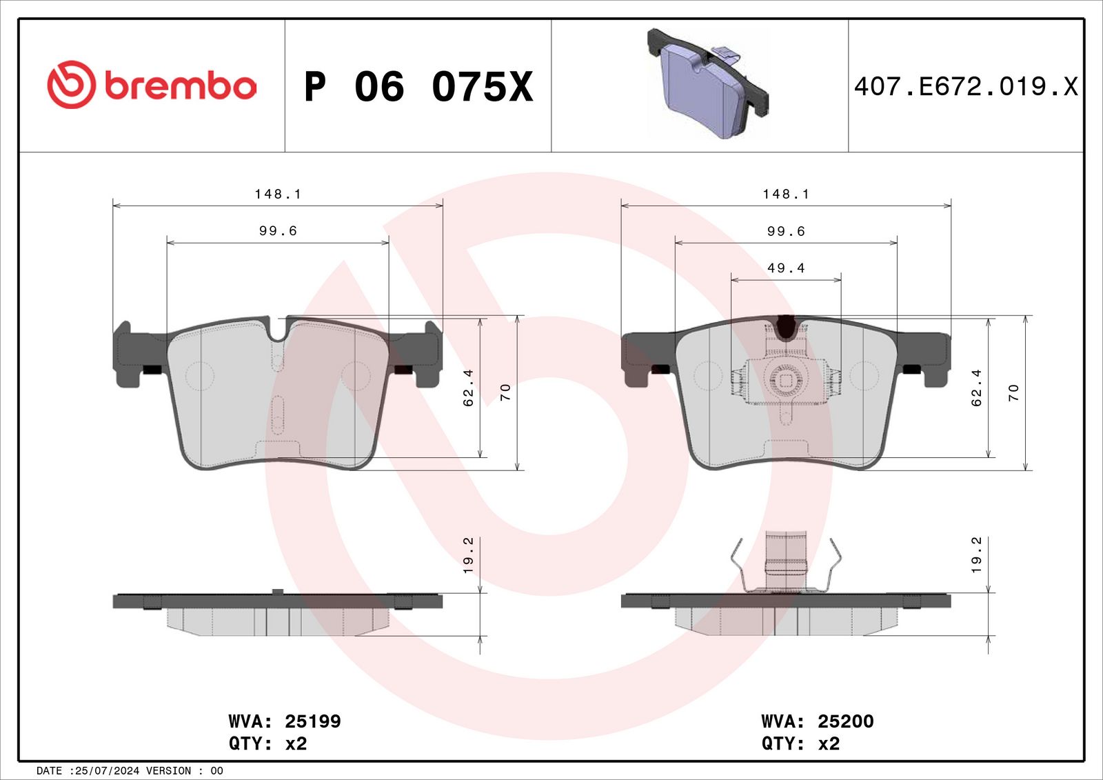 XTRA Low-Met Front Disc Brake Pad Set - P06075X_01