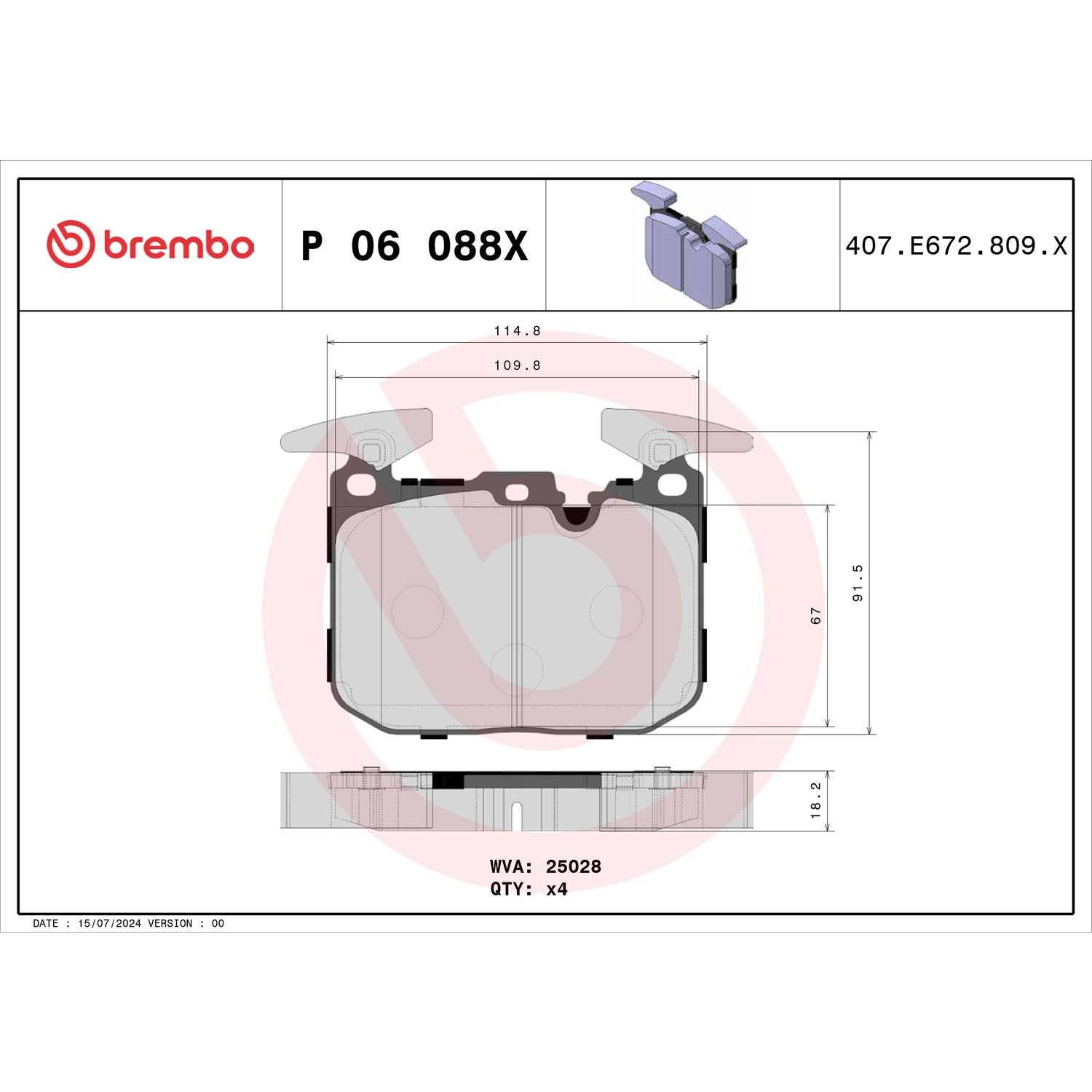XTRA Low-Met Front Disc Brake Pad Set - P06088X_01