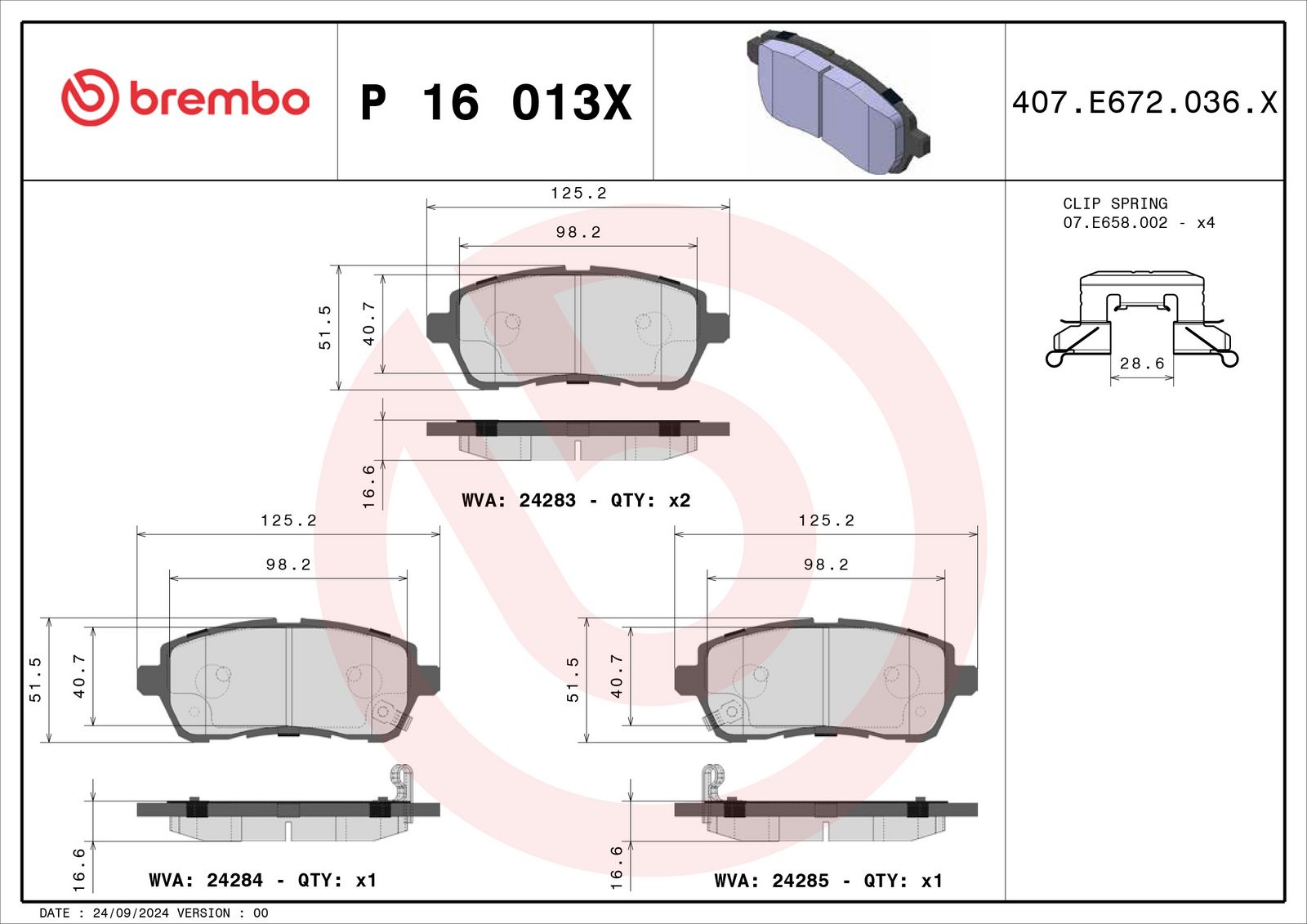 XTRA Low-Met Front Disc Brake Pad Set - P16013X_01