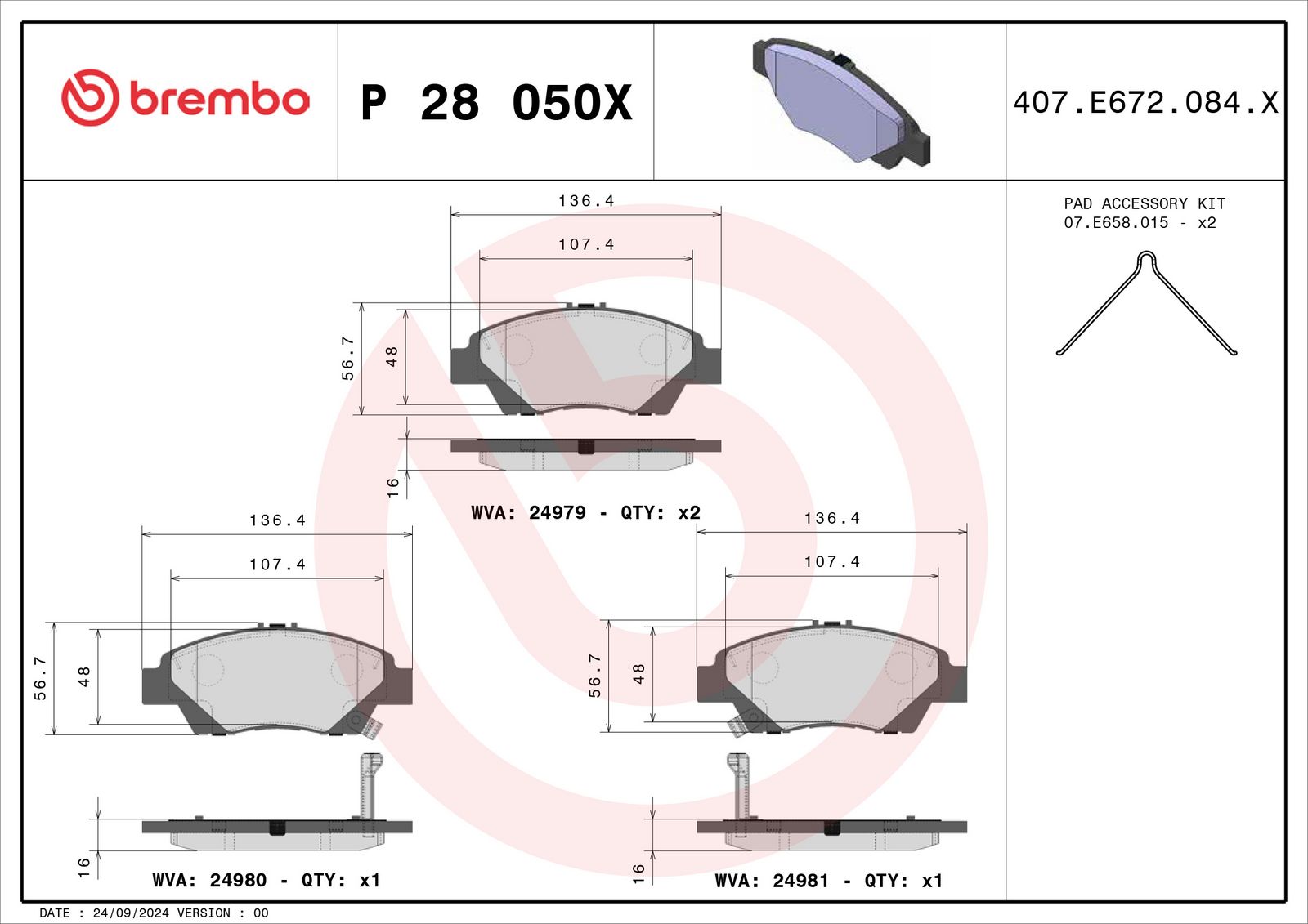 XTRA Low-Met Front Disc Brake Pad Set - P28050X_04
