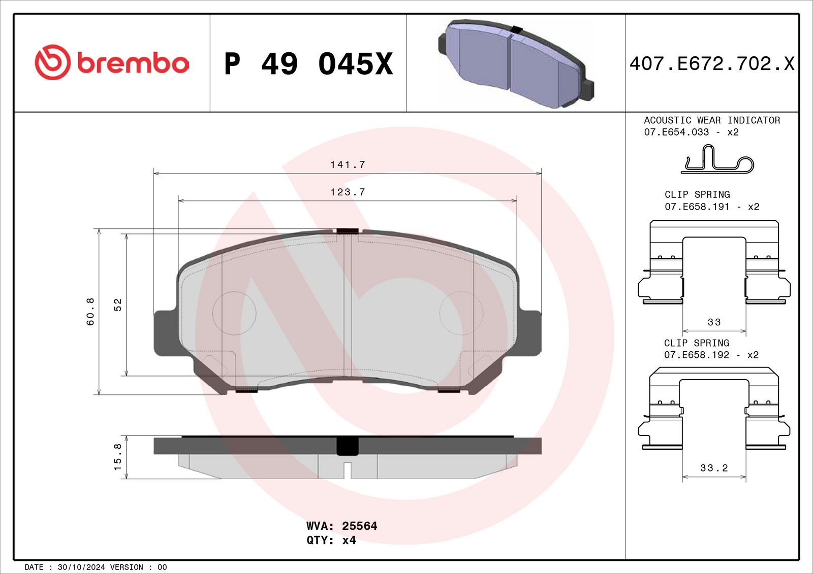 XTRA Low-Met Front Disc Brake Pad Set - P49045X_04