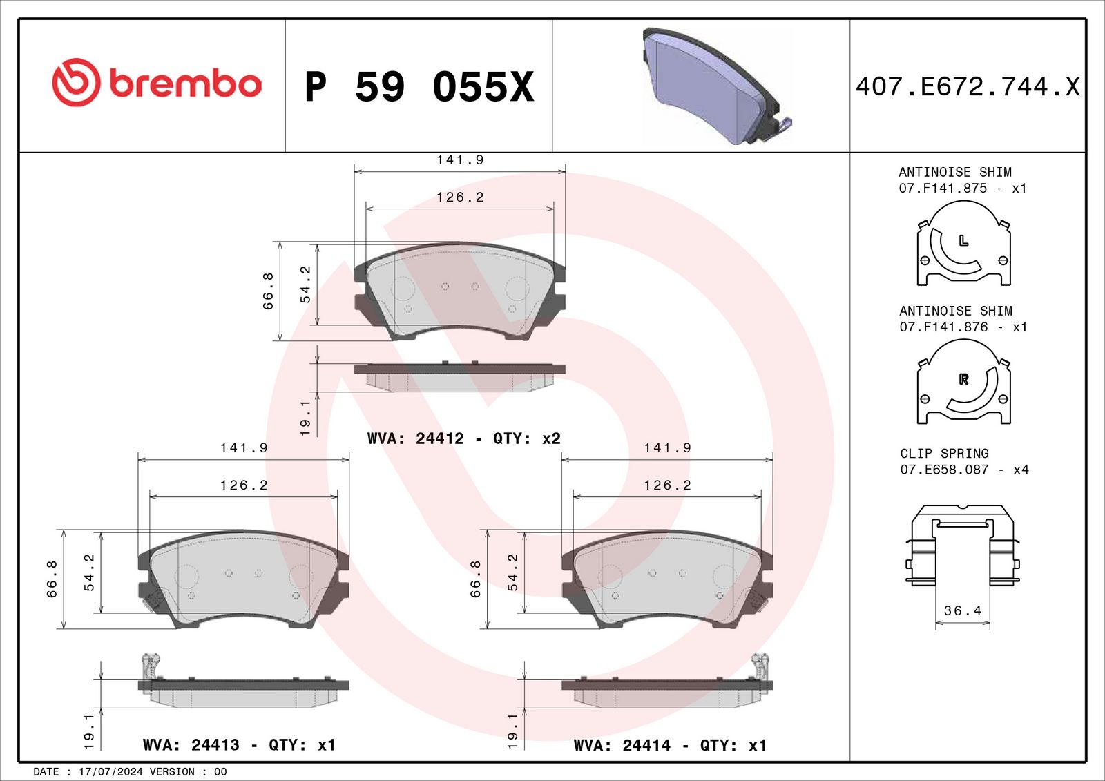 XTRA Low-Met Front Disc Brake Pad Set - P59055X_04