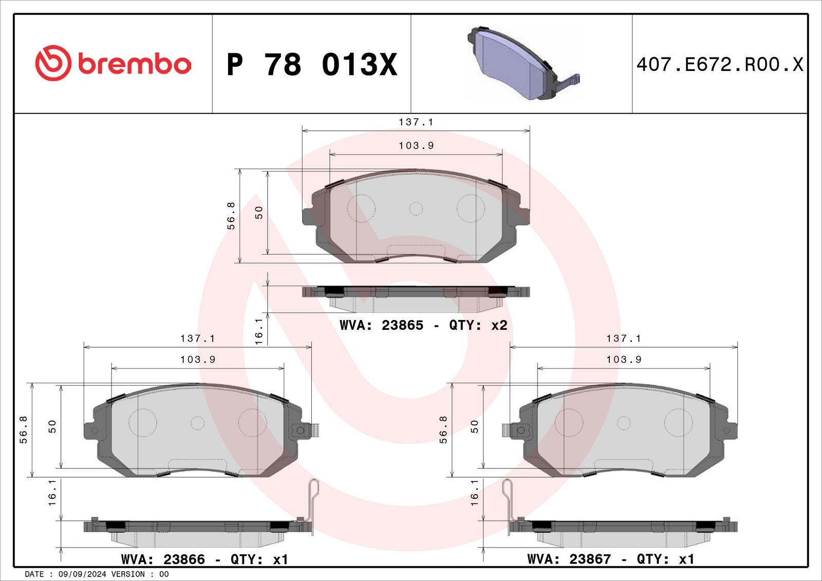 XTRA Low-Met Front Disc Brake Pad Set - P78013X_01