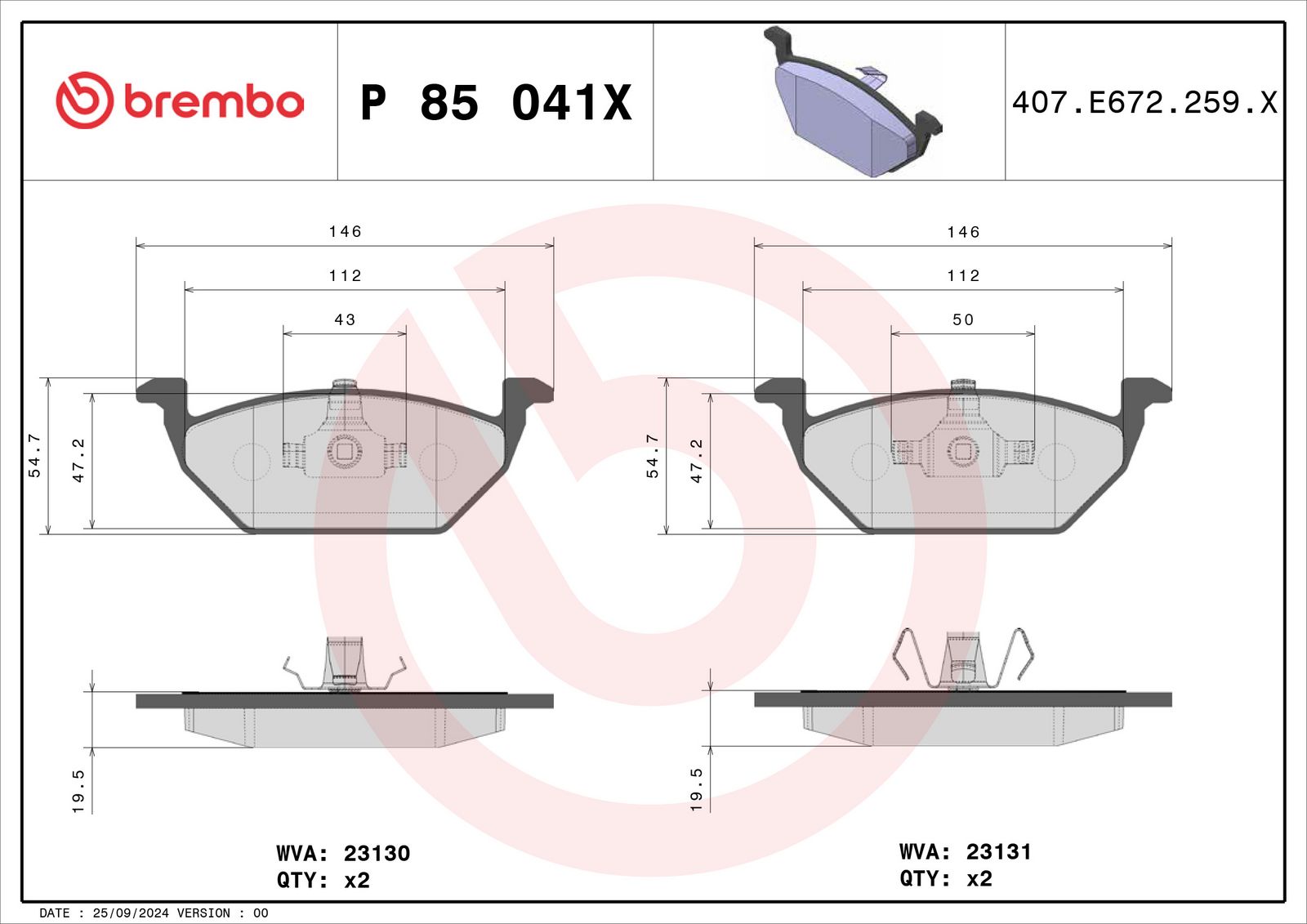 XTRA Low-Met Front Disc Brake Pad Set - P85041X_01