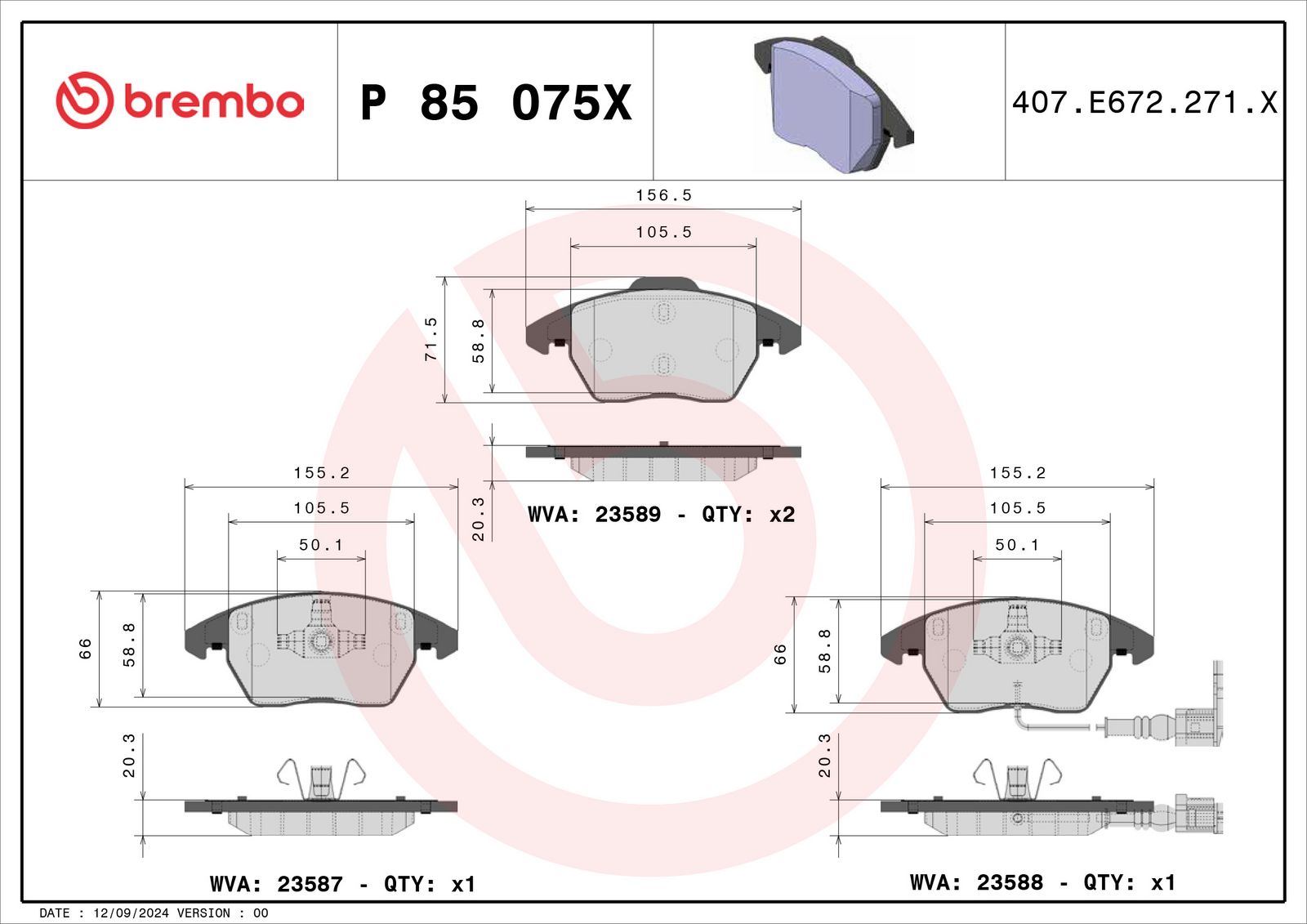 XTRA Low-Met Front Disc Brake Pad Set - P85075X_01