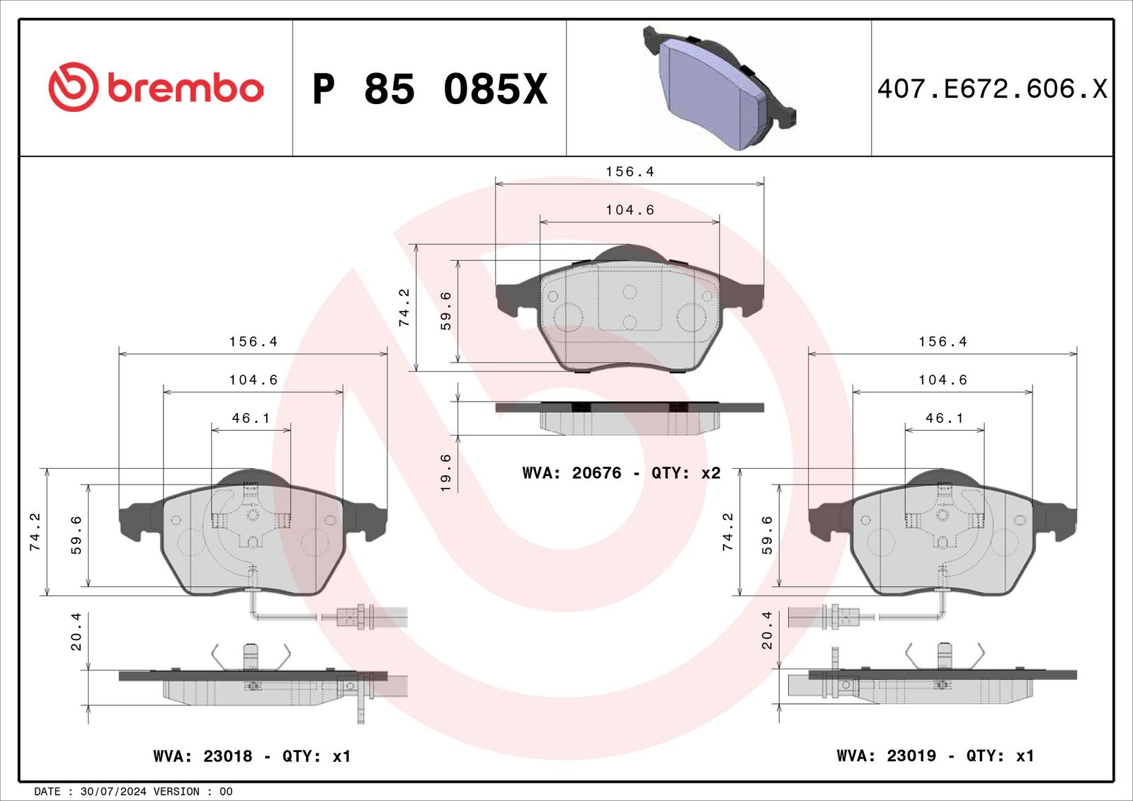 XTRA Low-Met Front Disc Brake Pad Set - P85085X_02