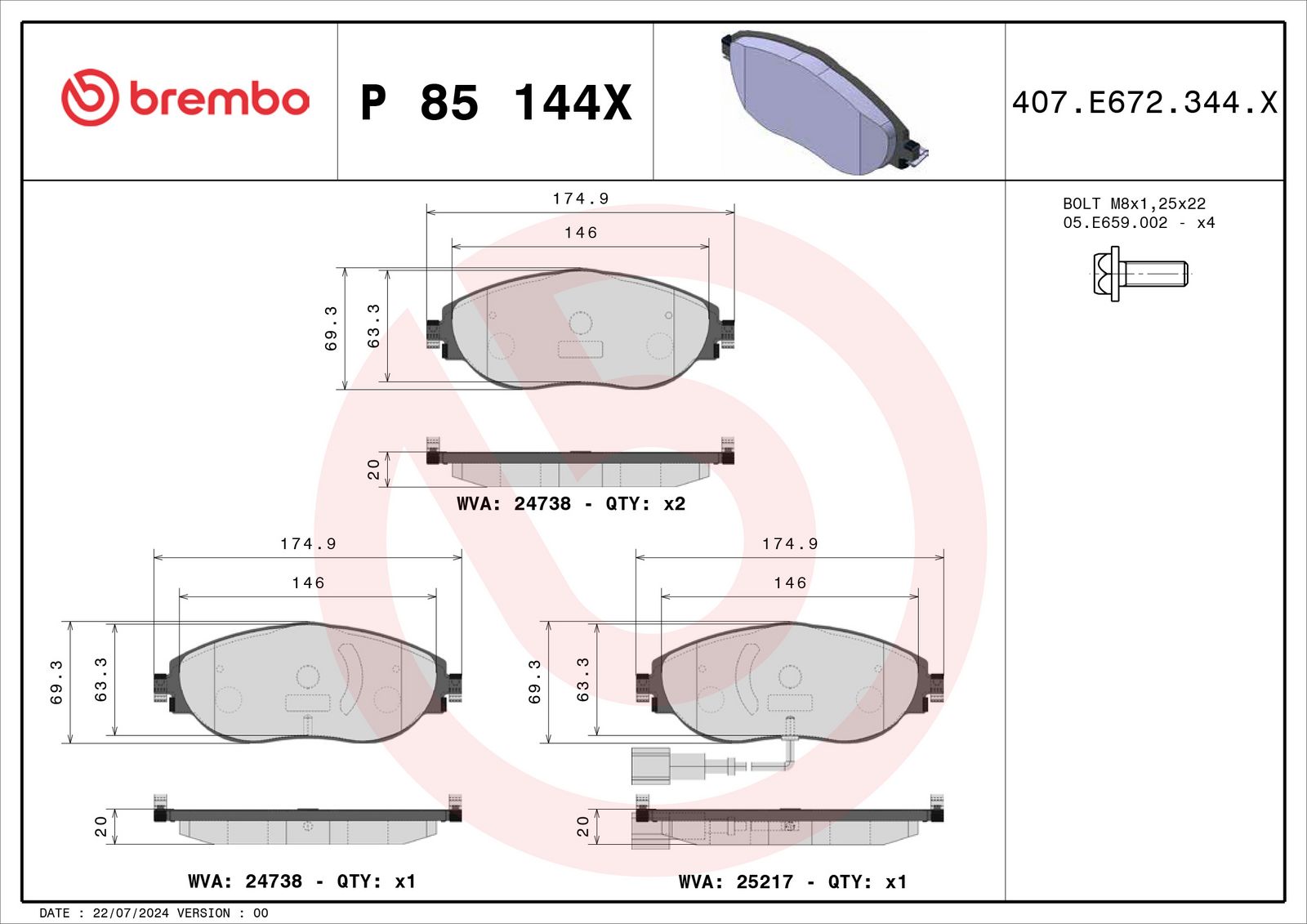 XTRA Low-Met Front Disc Brake Pad Set - P85144X_01