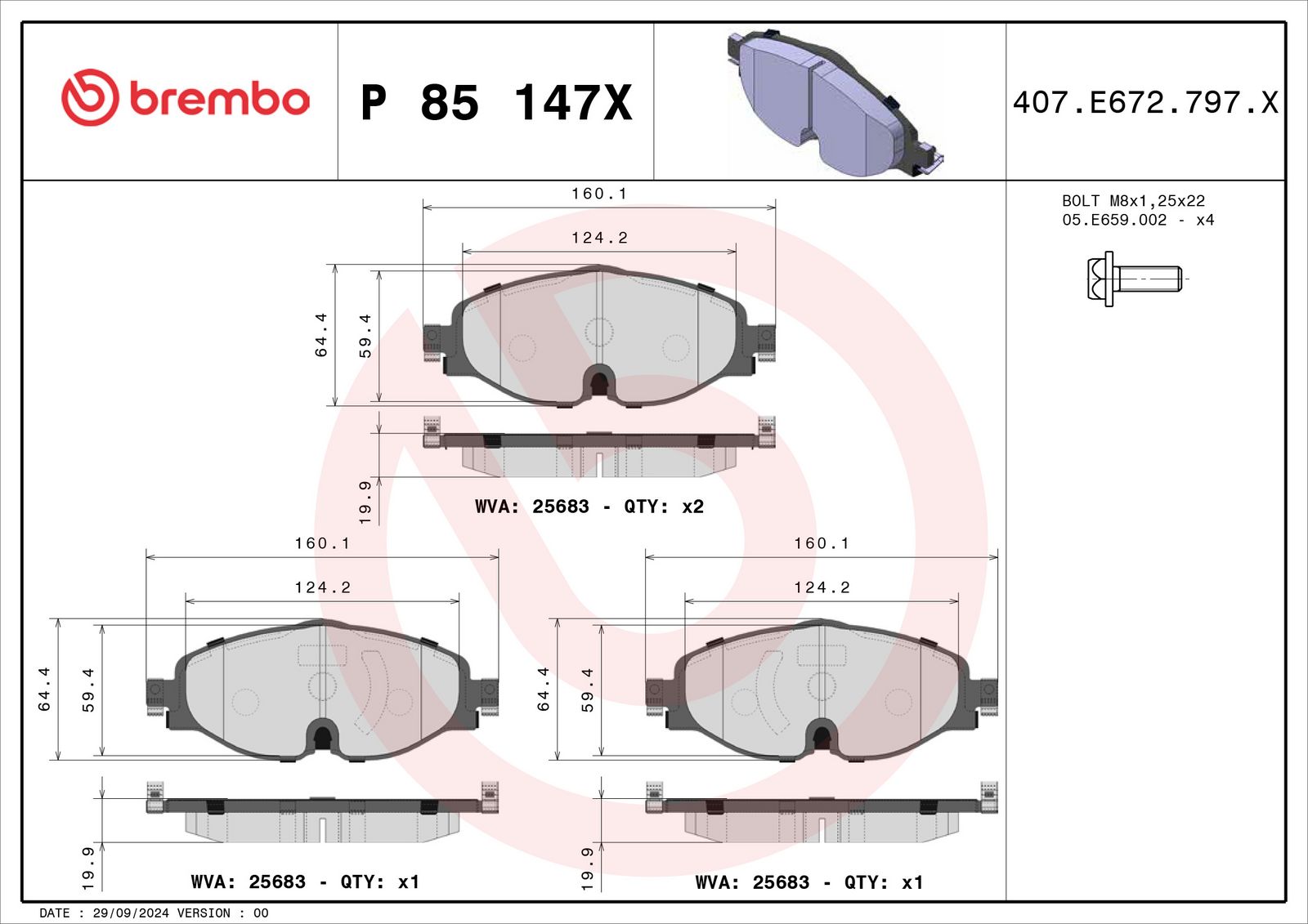XTRA Low-Met Front Disc Brake Pad Set - P85147X_04