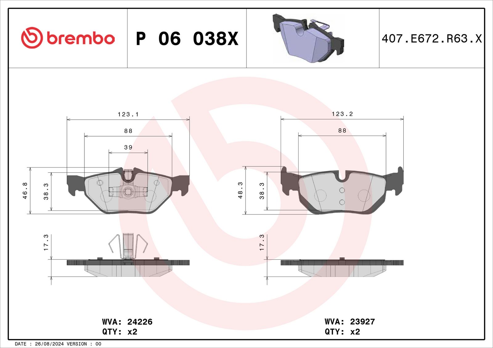 XTRA Low-Met Rear Disc Brake Pad Set - P06038X_01