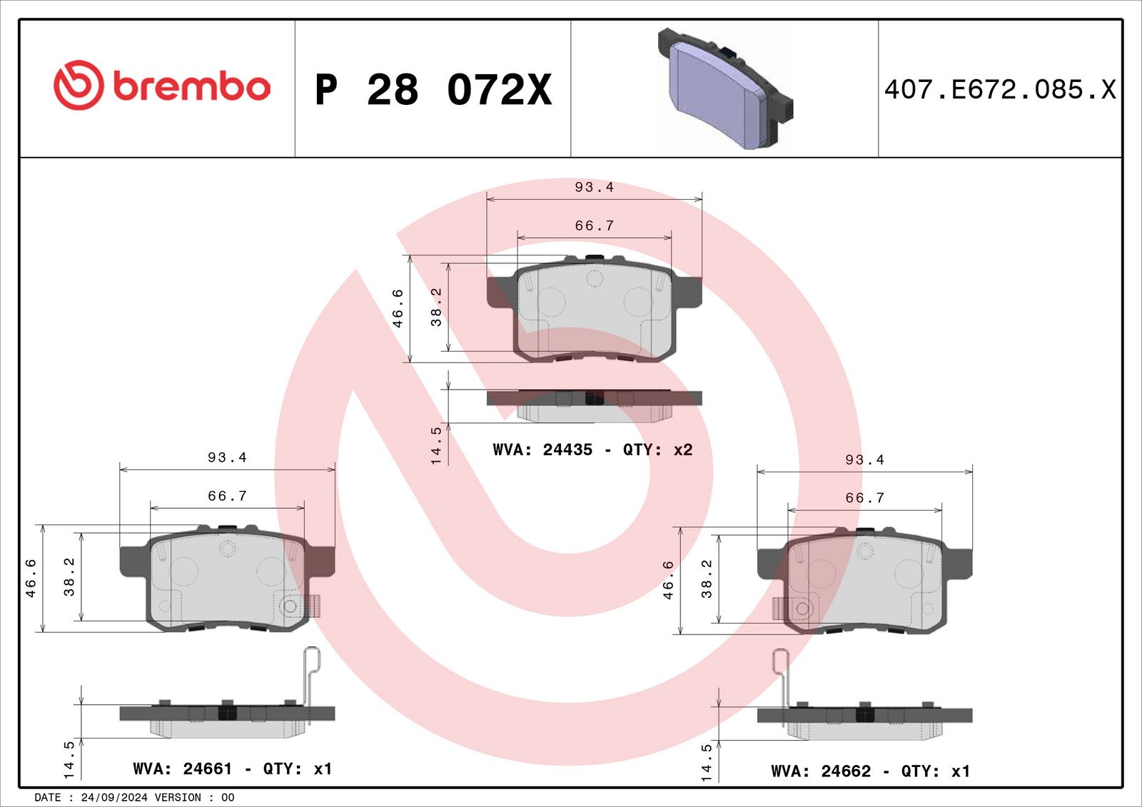 XTRA Low-Met Rear Disc Brake Pad Set - P28072X_04