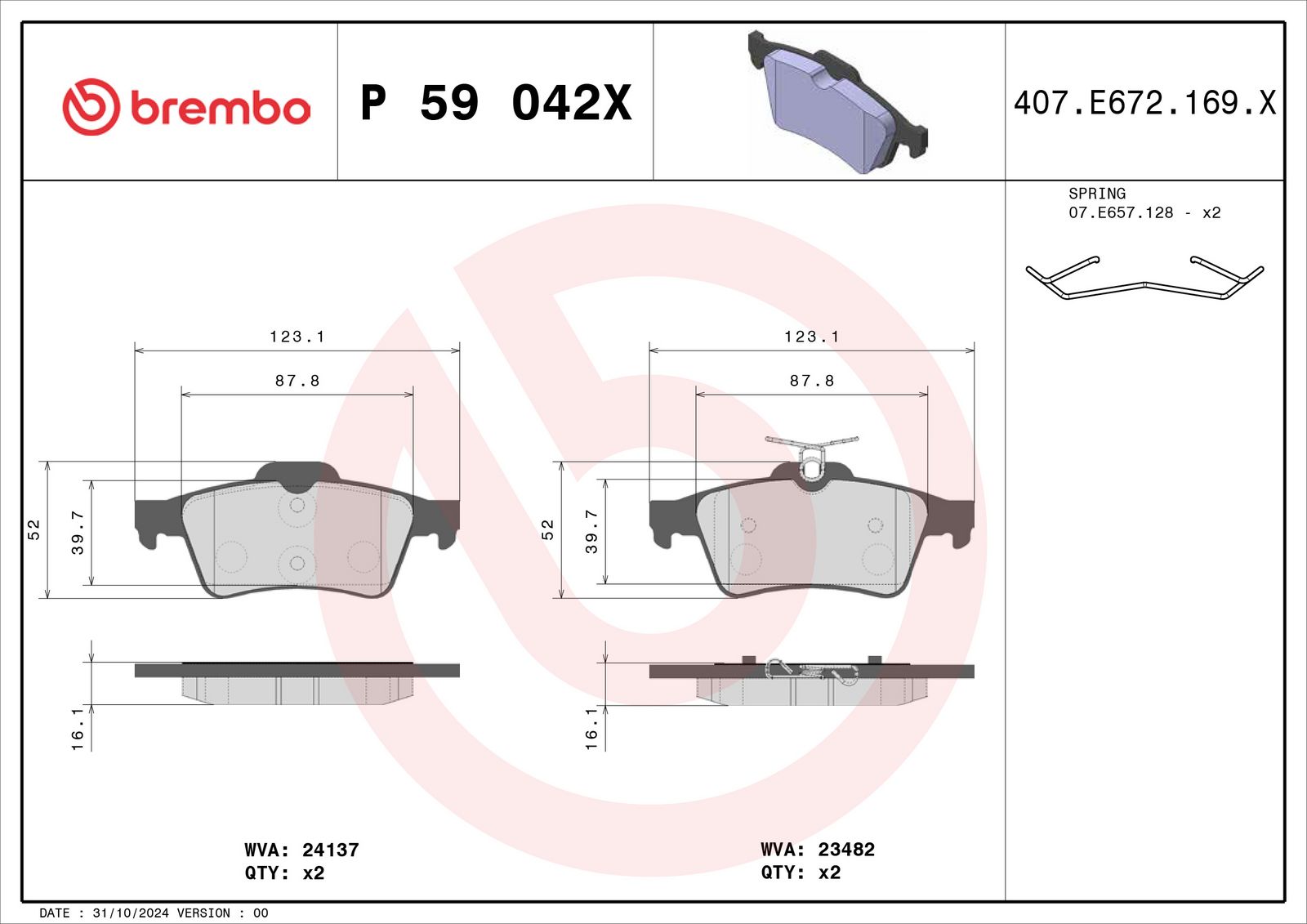 XTRA Low-Met Rear Disc Brake Pad Set - P59042X_01