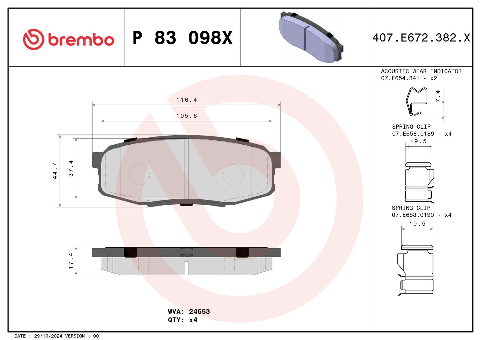 XTRA Low-Met Rear Disc Brake Pad Set - P83098X_01