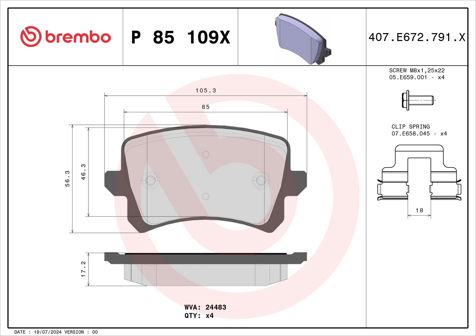 XTRA Low-Met Rear Disc Brake Pad Set - P85109X_01