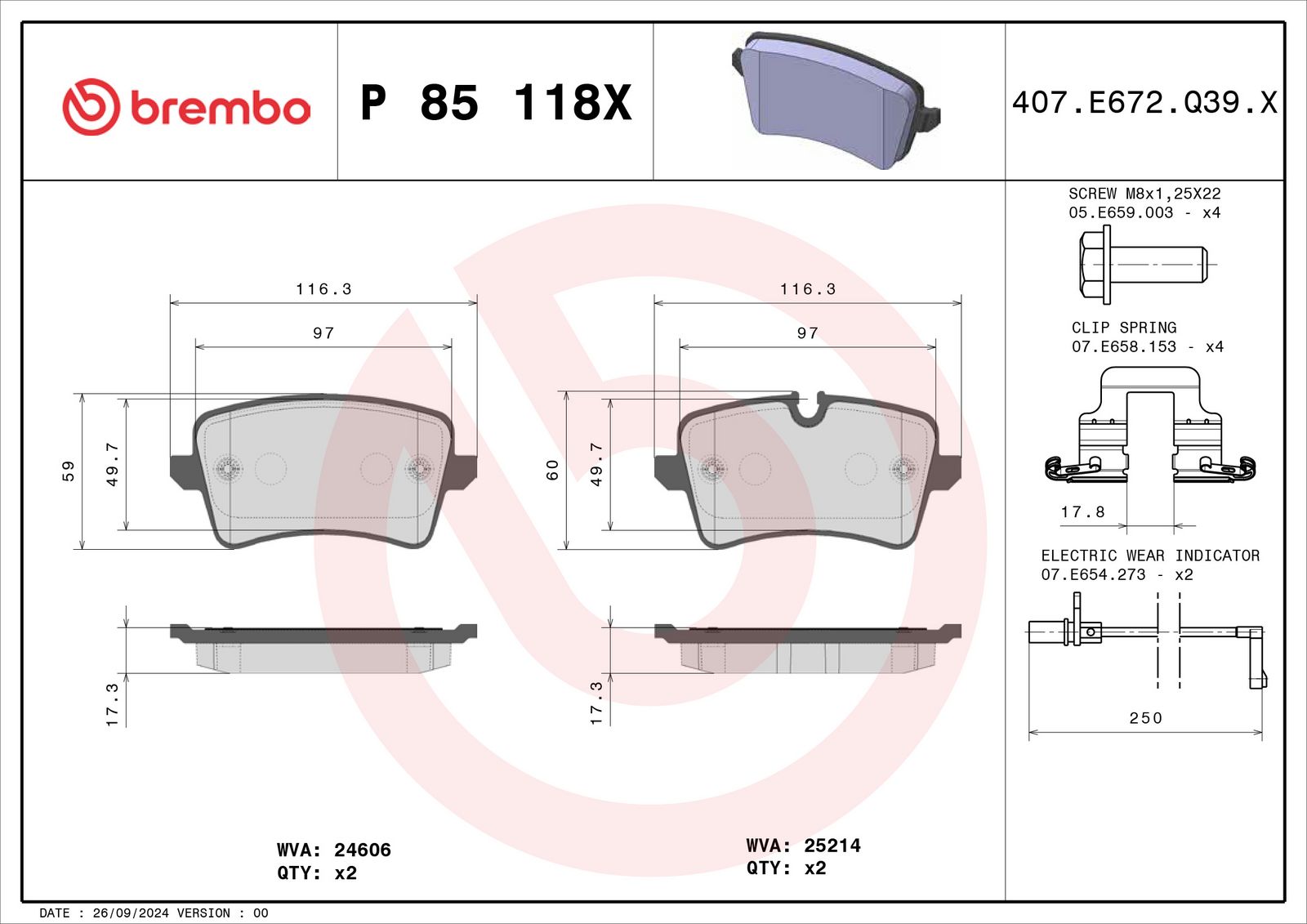 XTRA Low-Met Rear Disc Brake Pad Set - P85118X_04