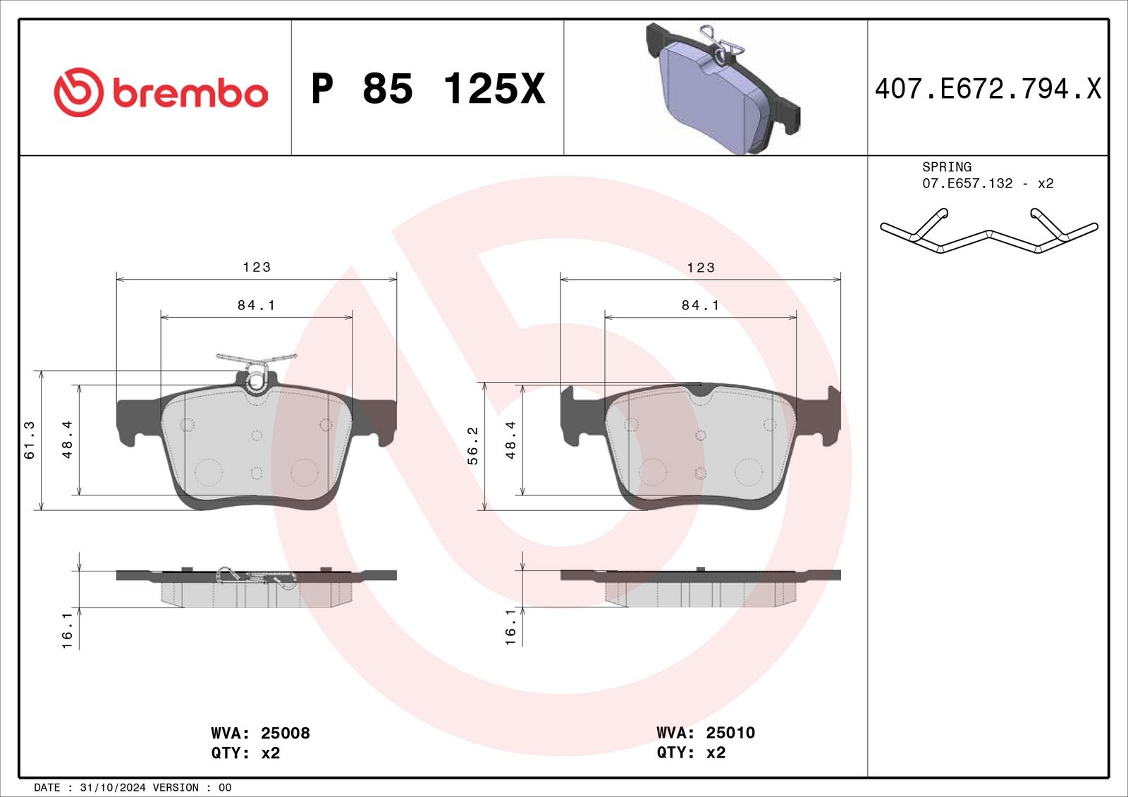 XTRA Low-Met Rear Disc Brake Pad Set - P85125X_04