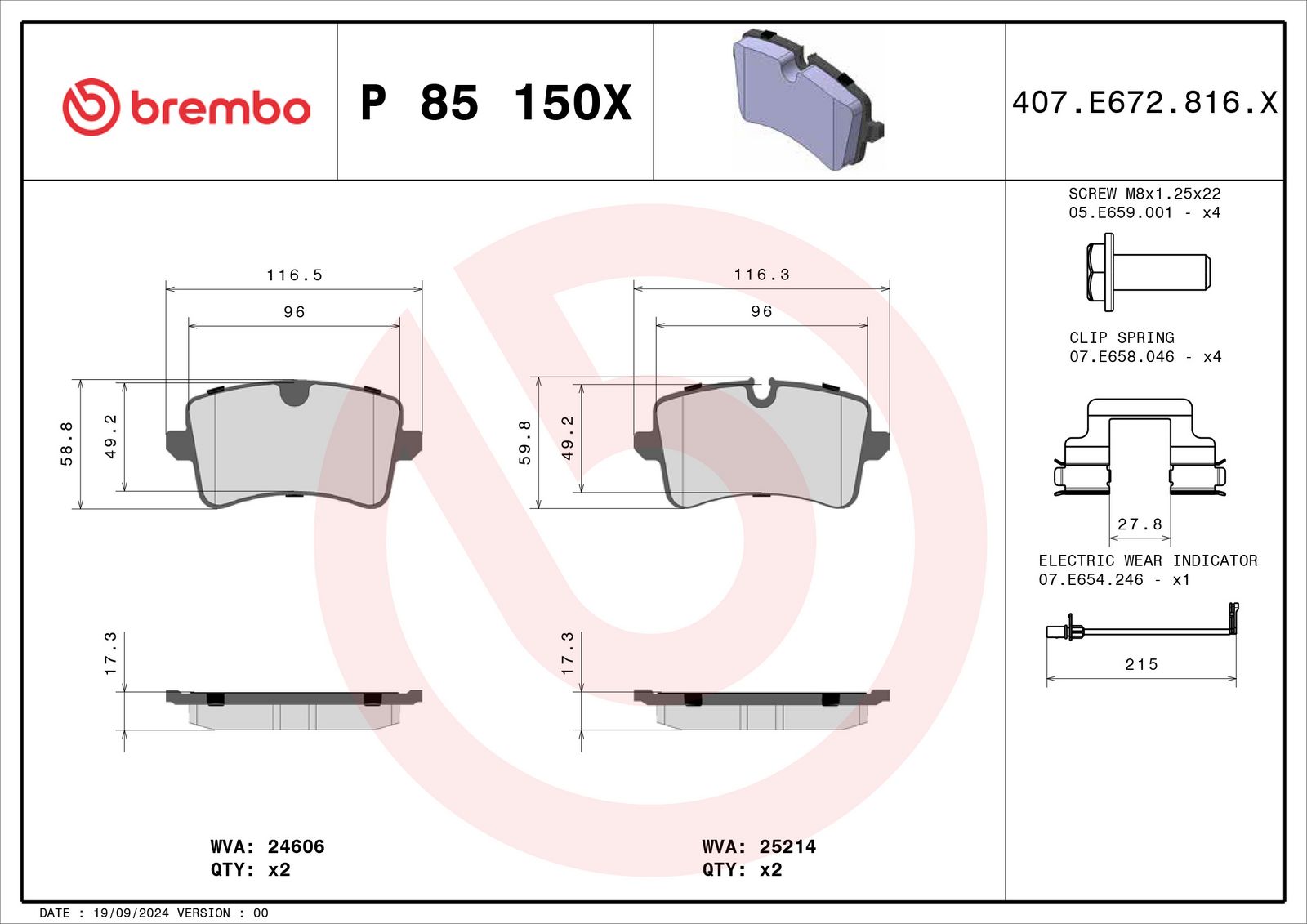 XTRA Low-Met Rear Disc Brake Pad Set - P85150X_04