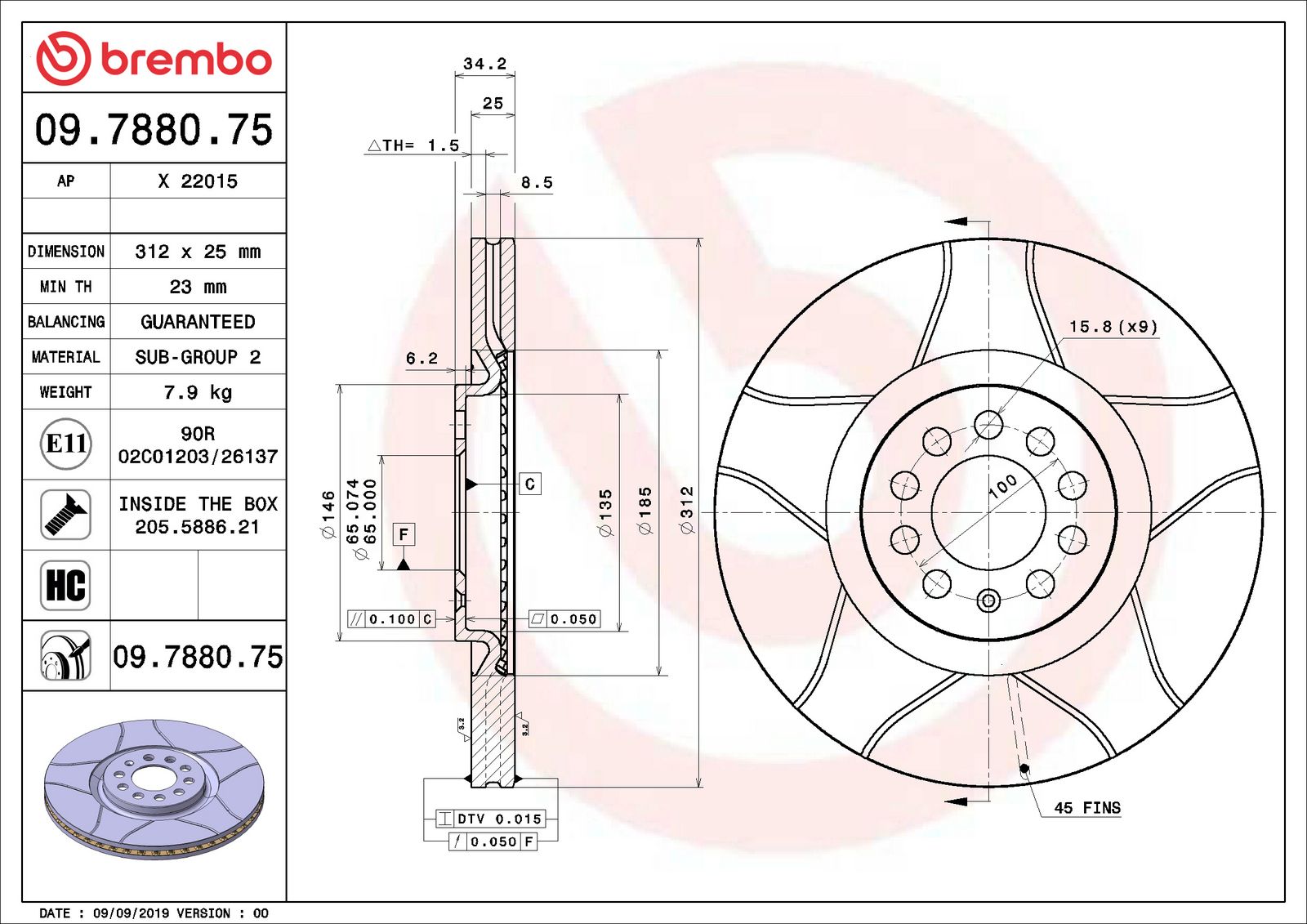 XTRA Max Slotted Front Disc Brake Rotor - 09.7880.75_01
