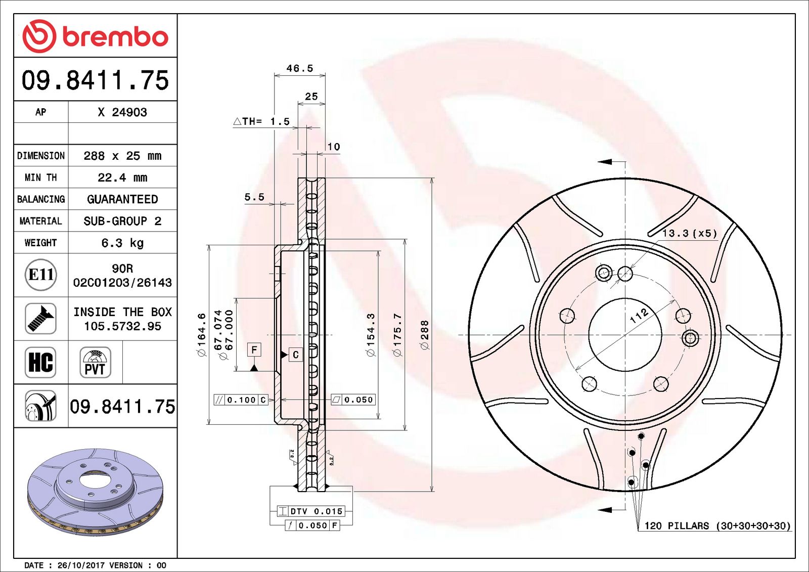 XTRA Max Slotted Front Disc Brake Rotor - 09.8411.75_01