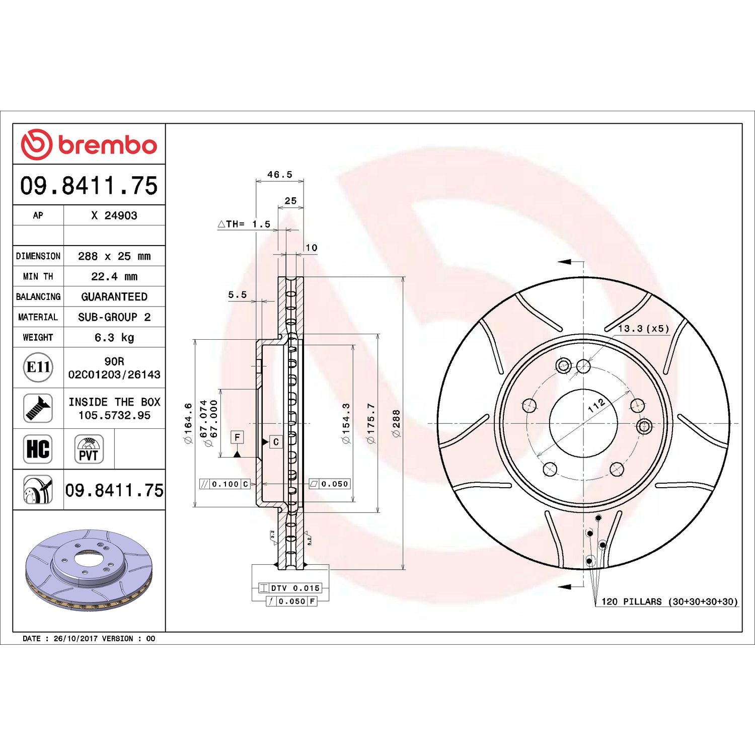 XTRA Max Slotted Front Disc Brake Rotor - 09.8411.75_02