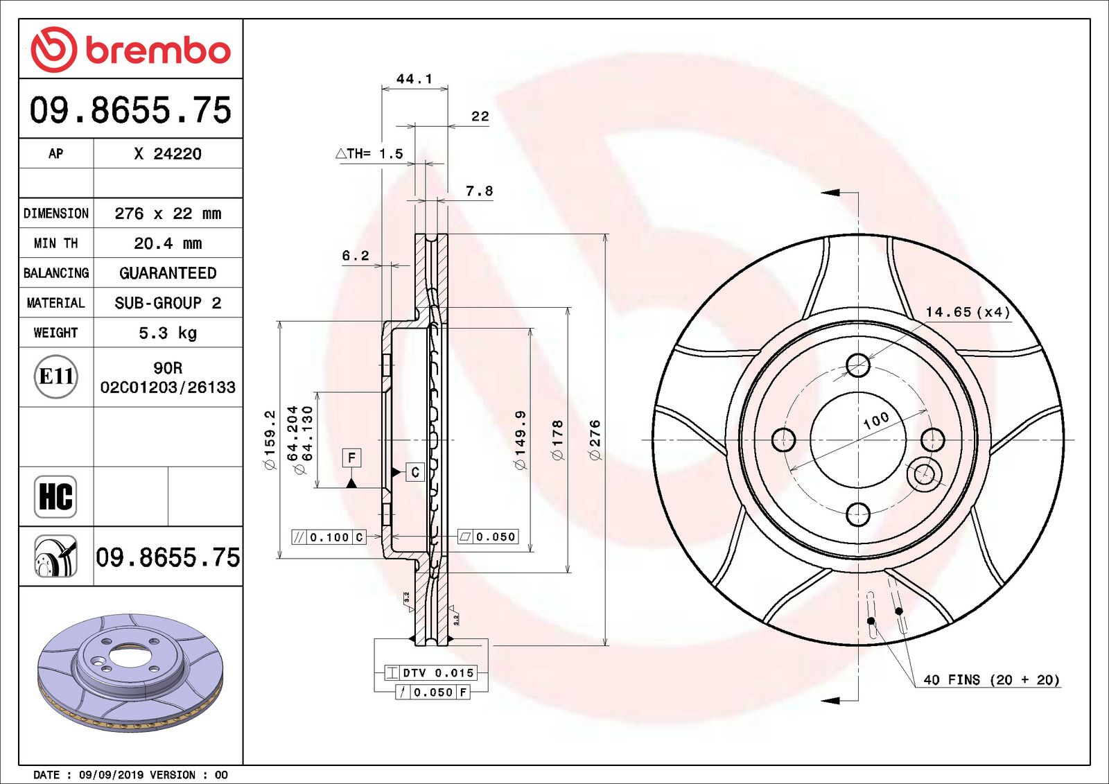 XTRA Max Slotted Front Disc Brake Rotor - 09.8655.75_01