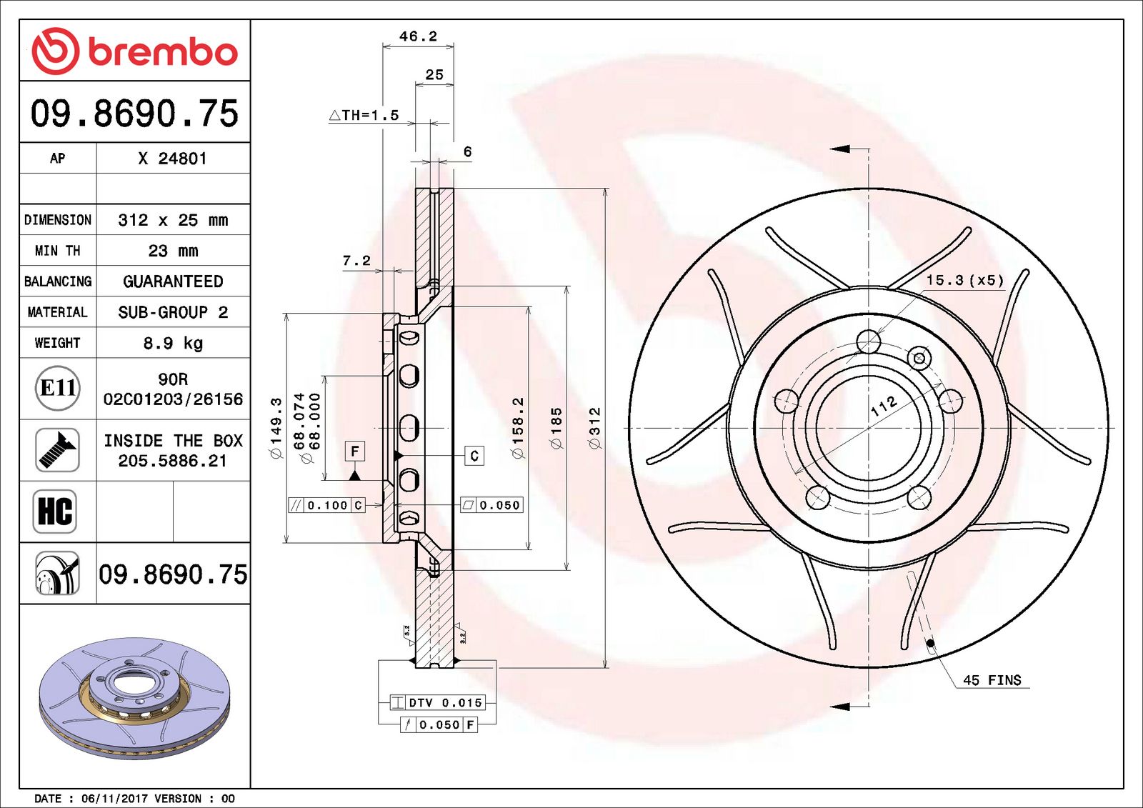 XTRA Max Slotted Front Disc Brake Rotor - 09.8690.75_01