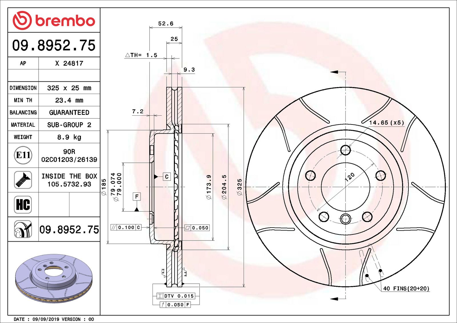 XTRA Max Slotted Front Disc Brake Rotor - 09.8952.75_01