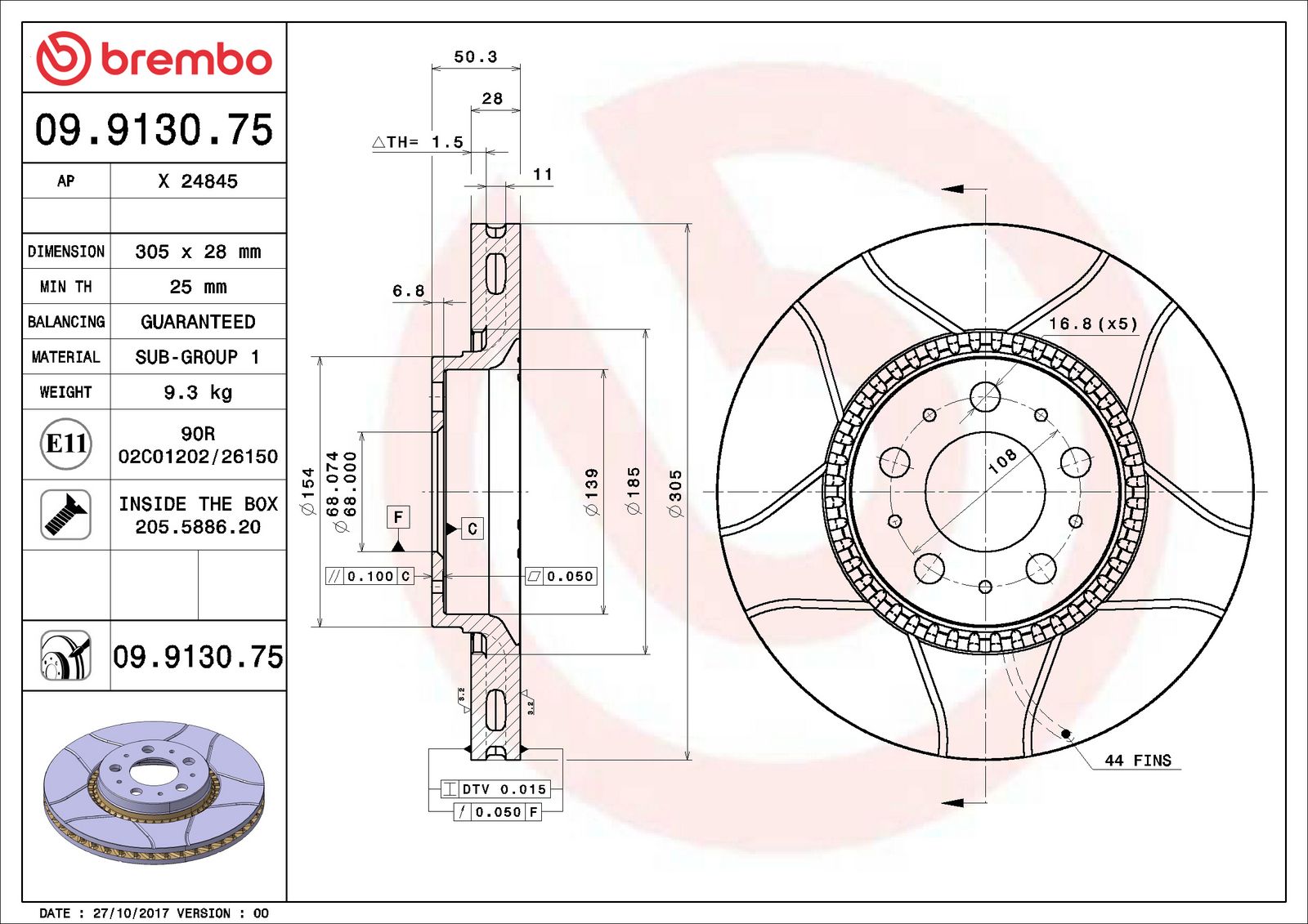 XTRA Max Slotted Front Disc Brake Rotor - 09.9130.75_01