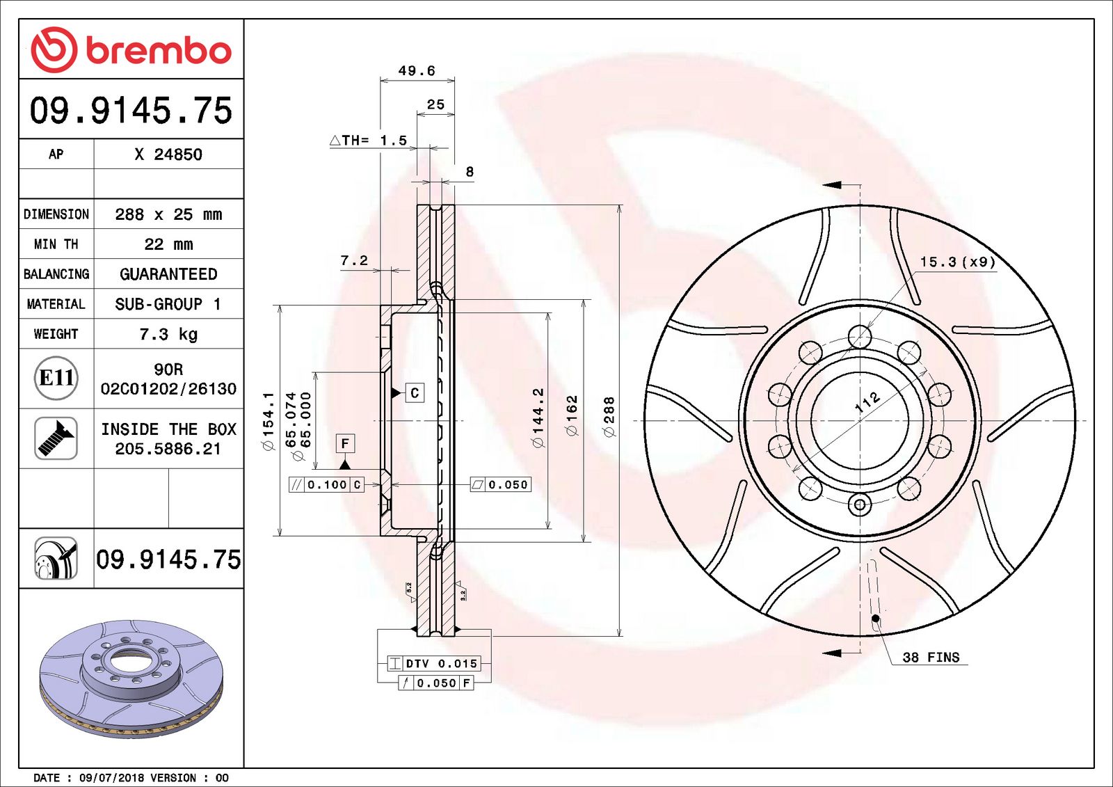 XTRA Max Slotted Front Disc Brake Rotor - 09.9145.75_01