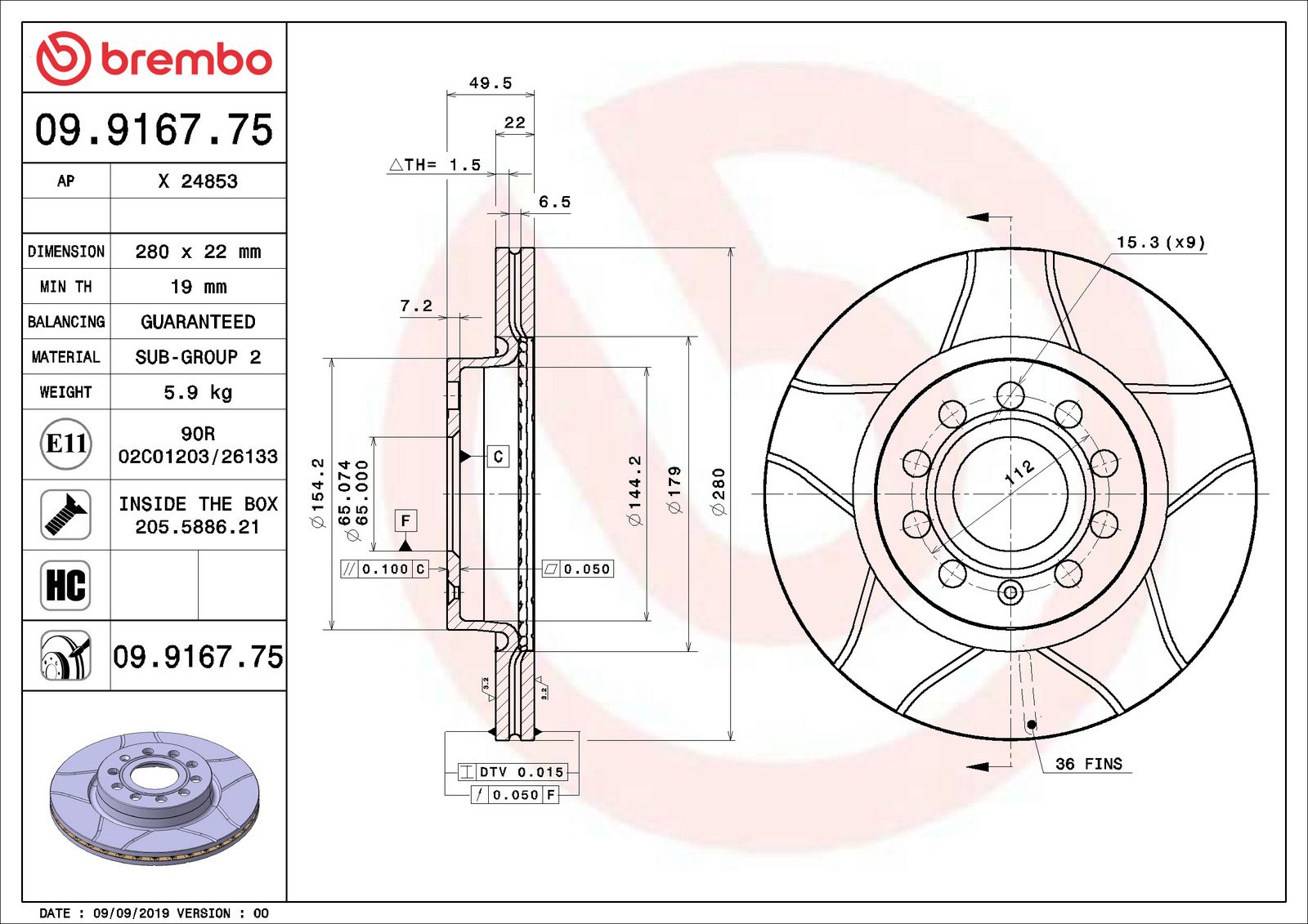 XTRA Max Slotted Front Disc Brake Rotor - 09.9167.75_01