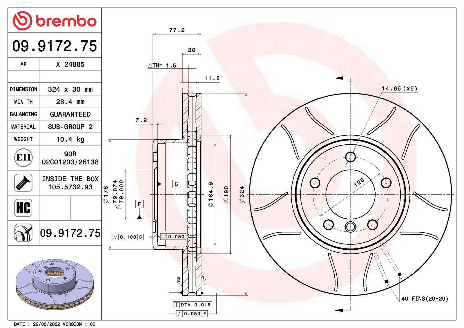 XTRA Max Slotted Front Disc Brake Rotor - 09.9172.75_01