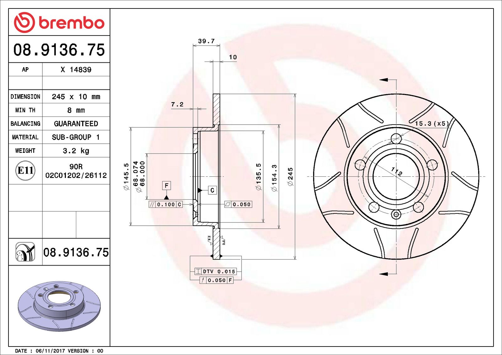XTRA Max Slotted Rear Disc Brake Rotor - 08.9136.75_01